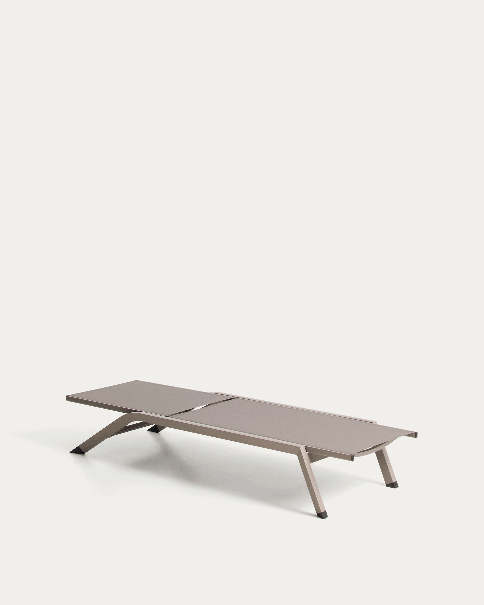 Stackable Capraia sun lounger in taupe aluminium with brown texteline