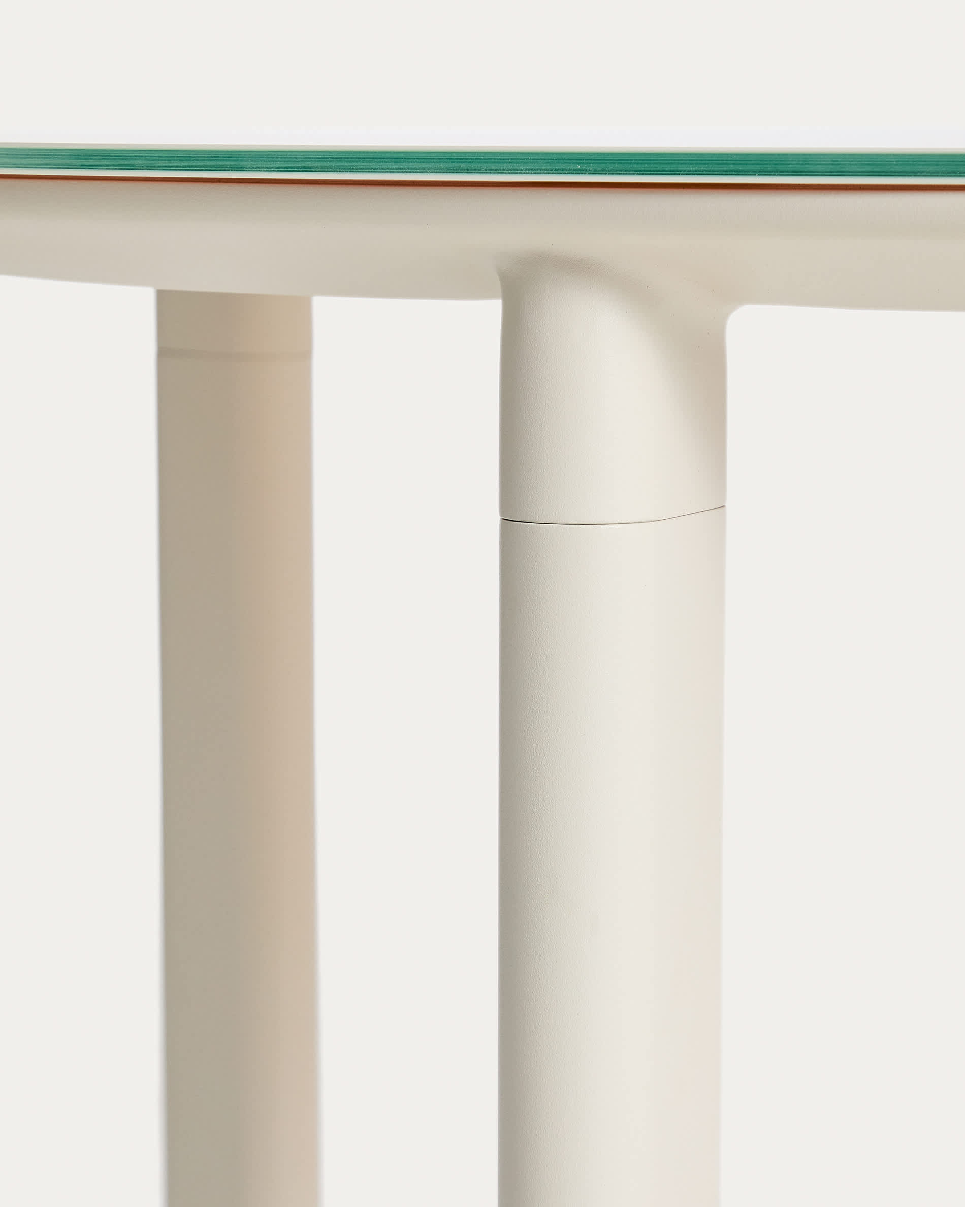 Erice set of 6 aluminium and rope cord stackable chairs and a table in ecru aluminium and tempered glass 230 x 100cm