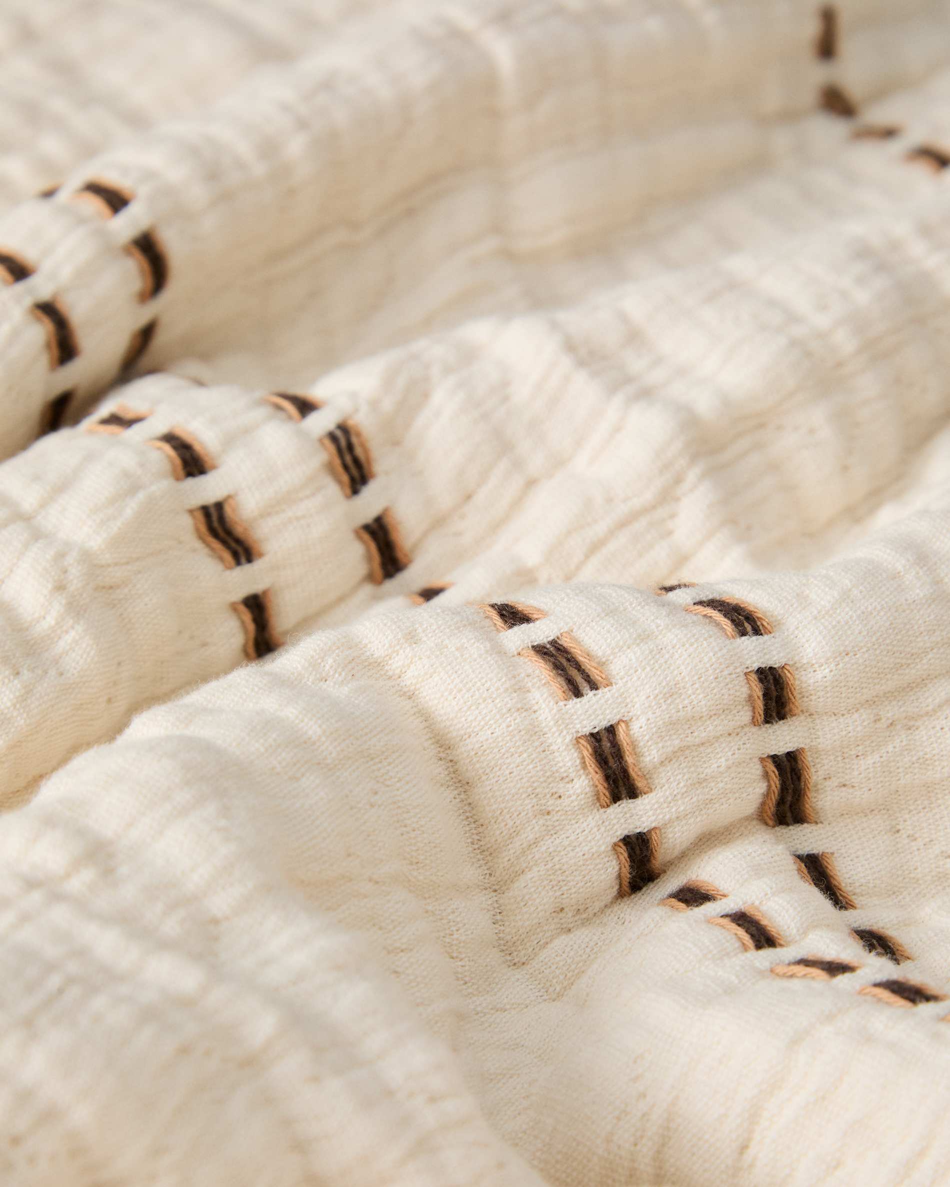 Siloda beige striped double-gauze cotton bedspread for 150/160cm bed