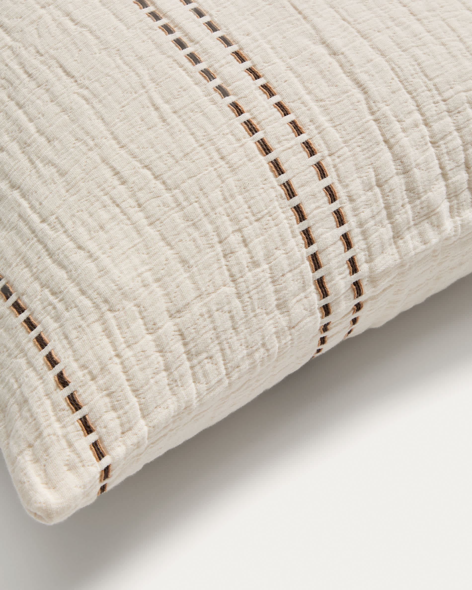 Siloda set of 2 beige striped double-gauze cotton cushion covers 50 x 50cm