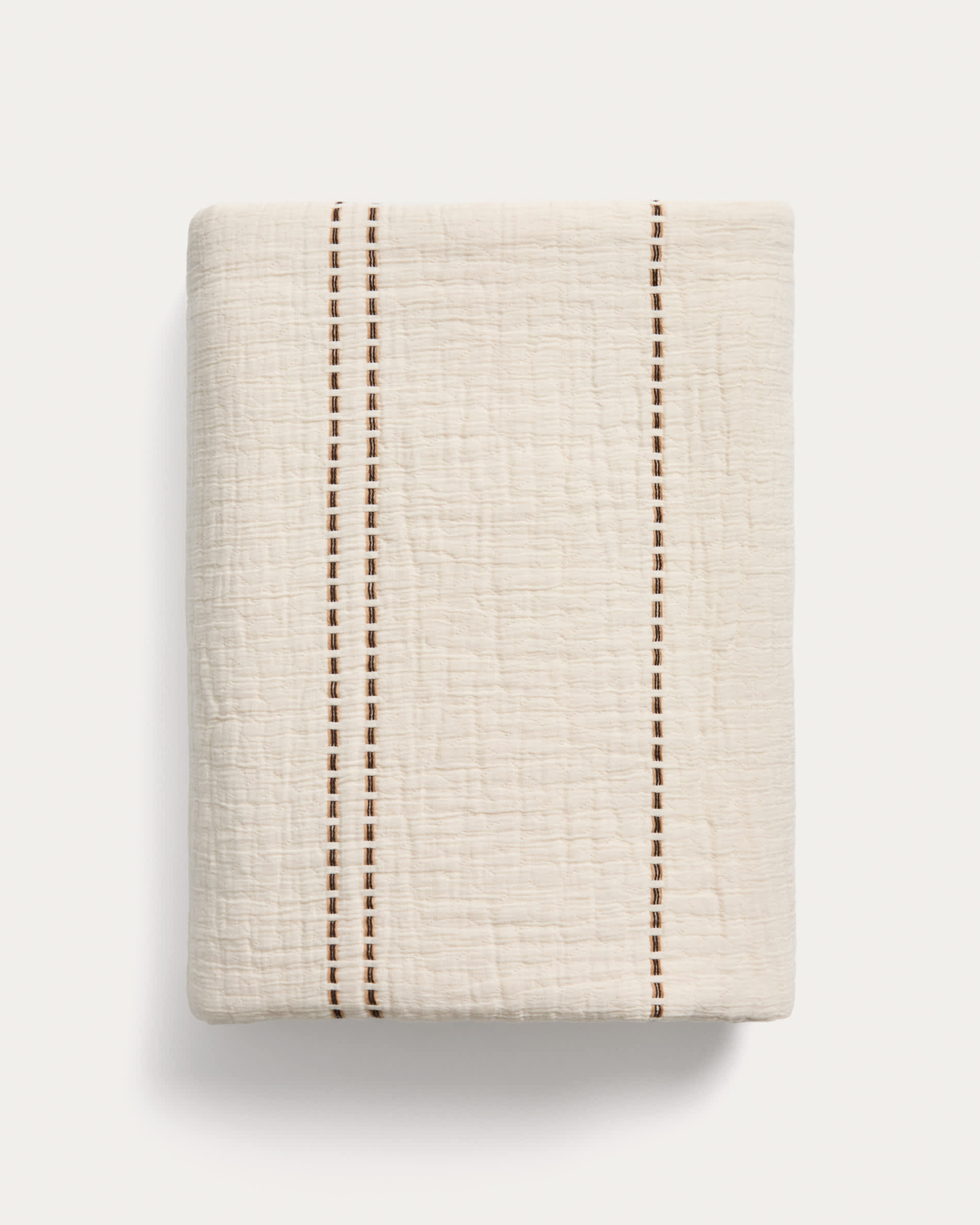 Siloda beige striped double-gauze cotton bedspread for 90/135cm bed