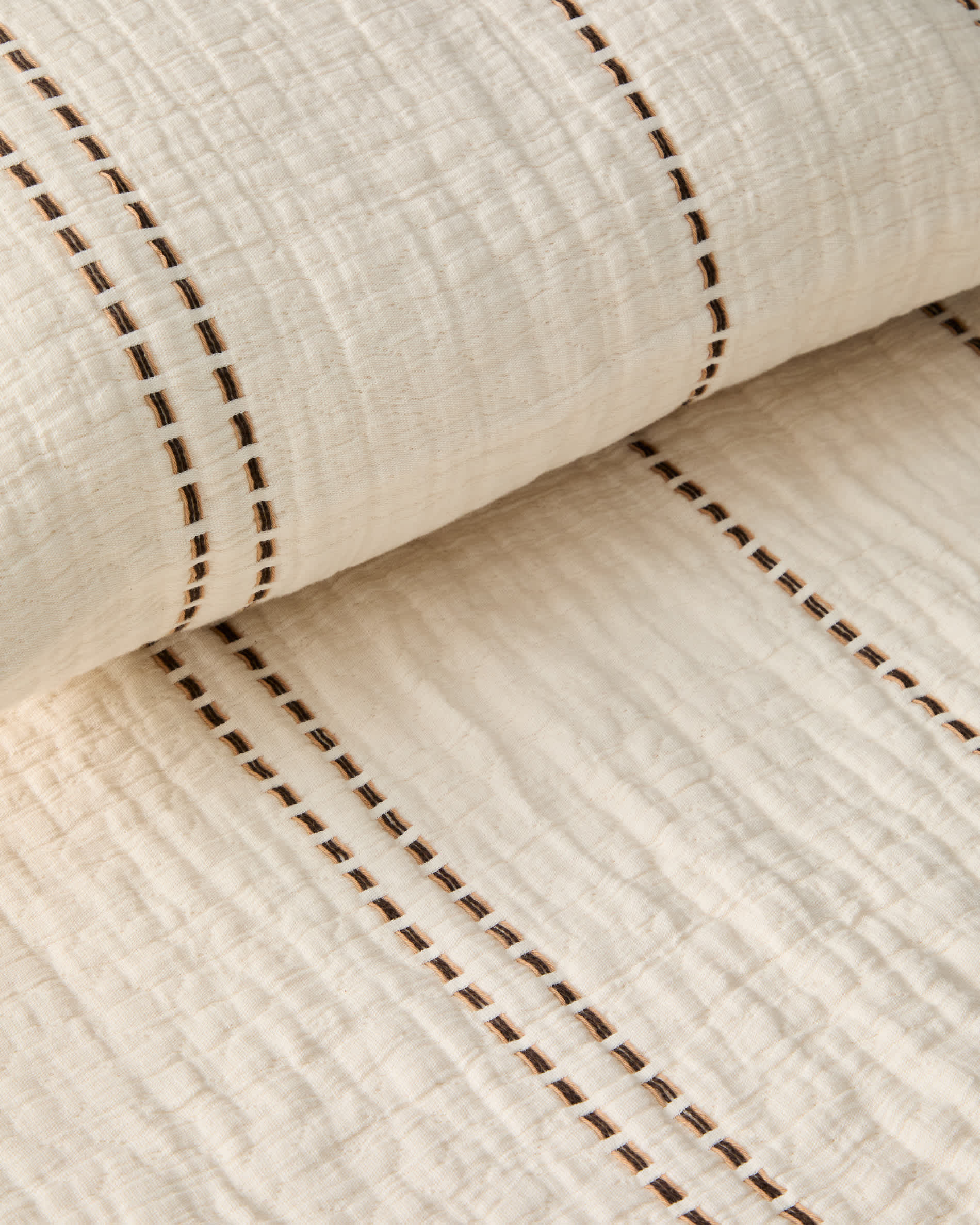 Siloda beige striped double-gauze cotton bedspread for 90/135cm bed