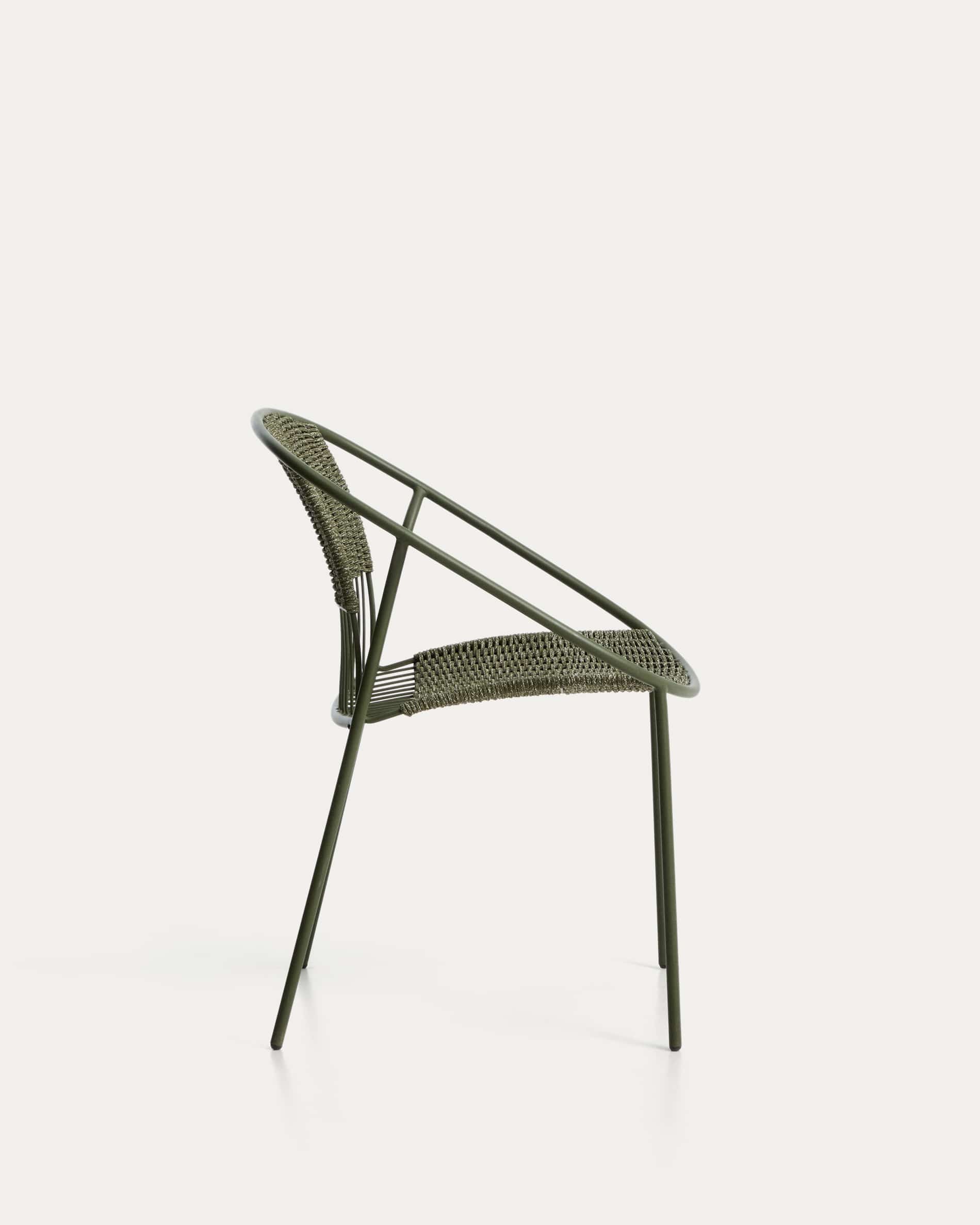 Atrani stackable outdoor chair in galvanised steel and green rope