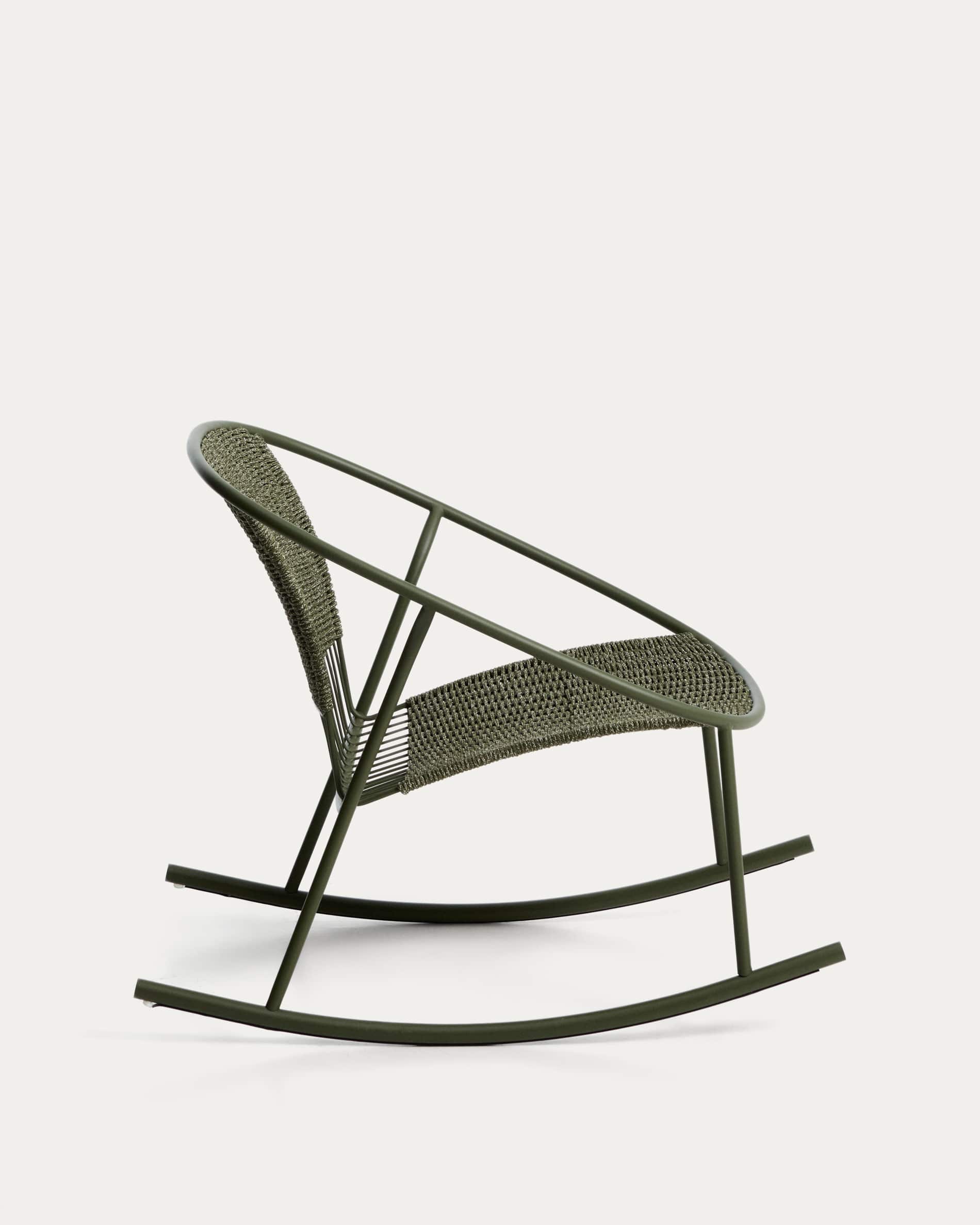 Atrani rocking chair in galvanized steel and green rope