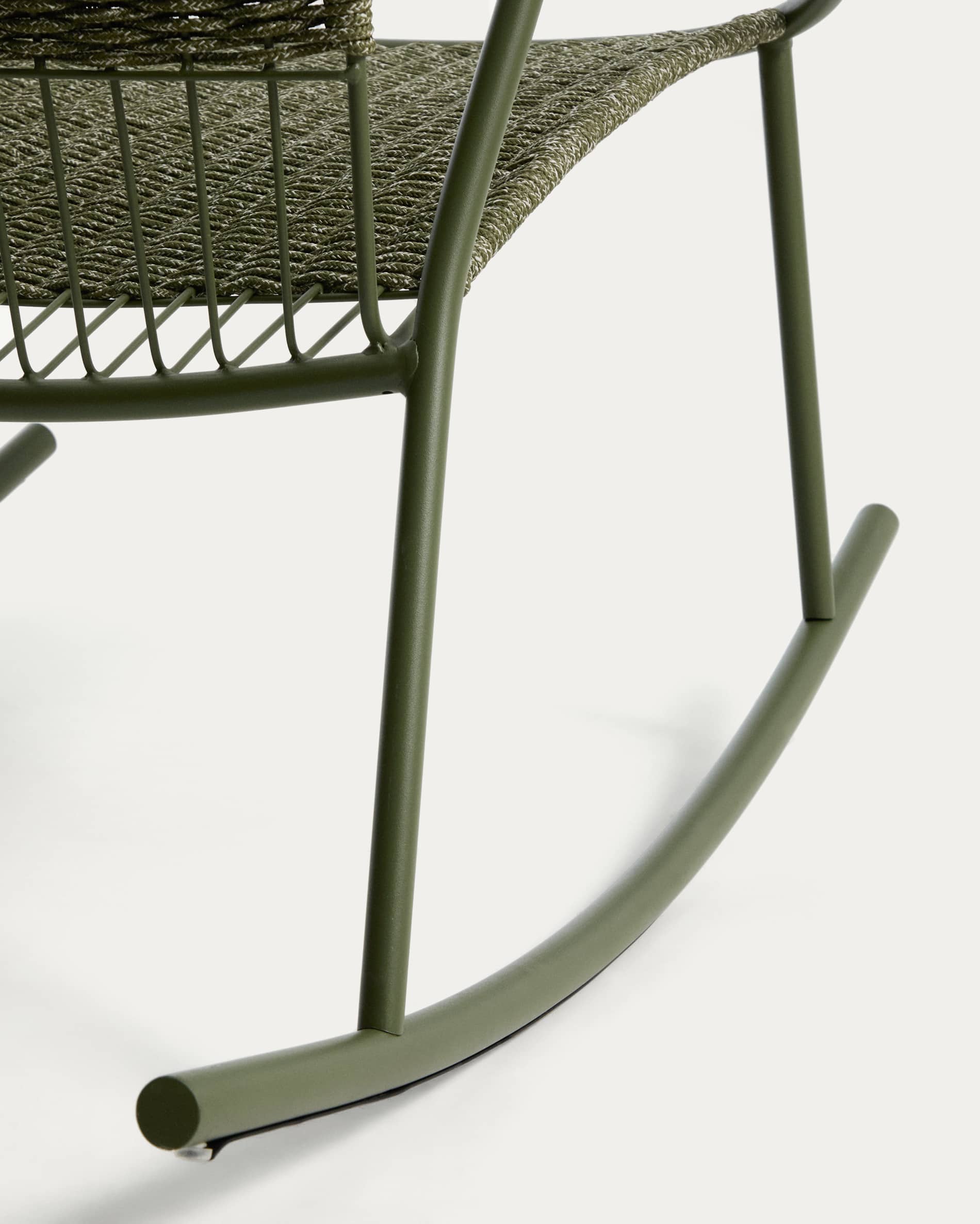 Atrani rocking chair in galvanized steel and green rope