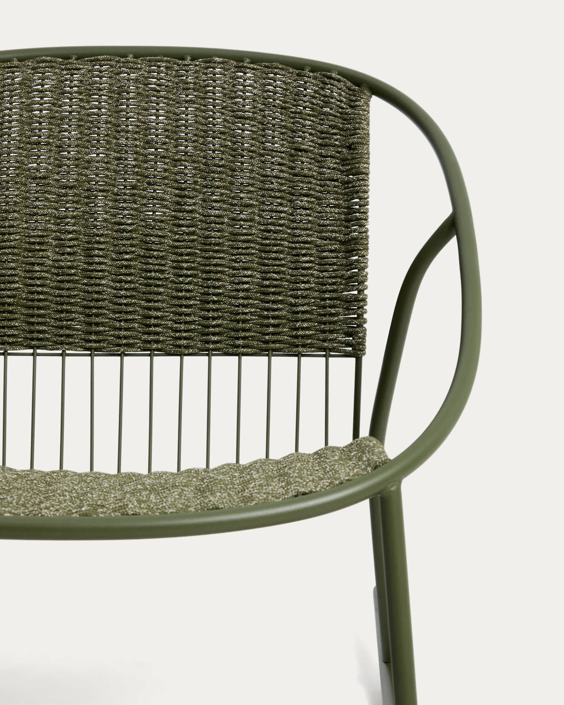 Atrani rocking chair in galvanized steel and green rope