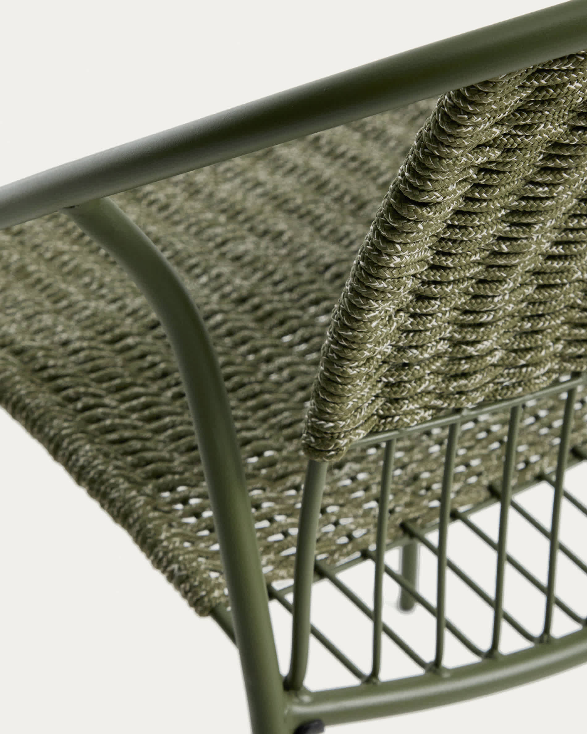 Atrani stackable outdoor chair in galvanised steel and green rope