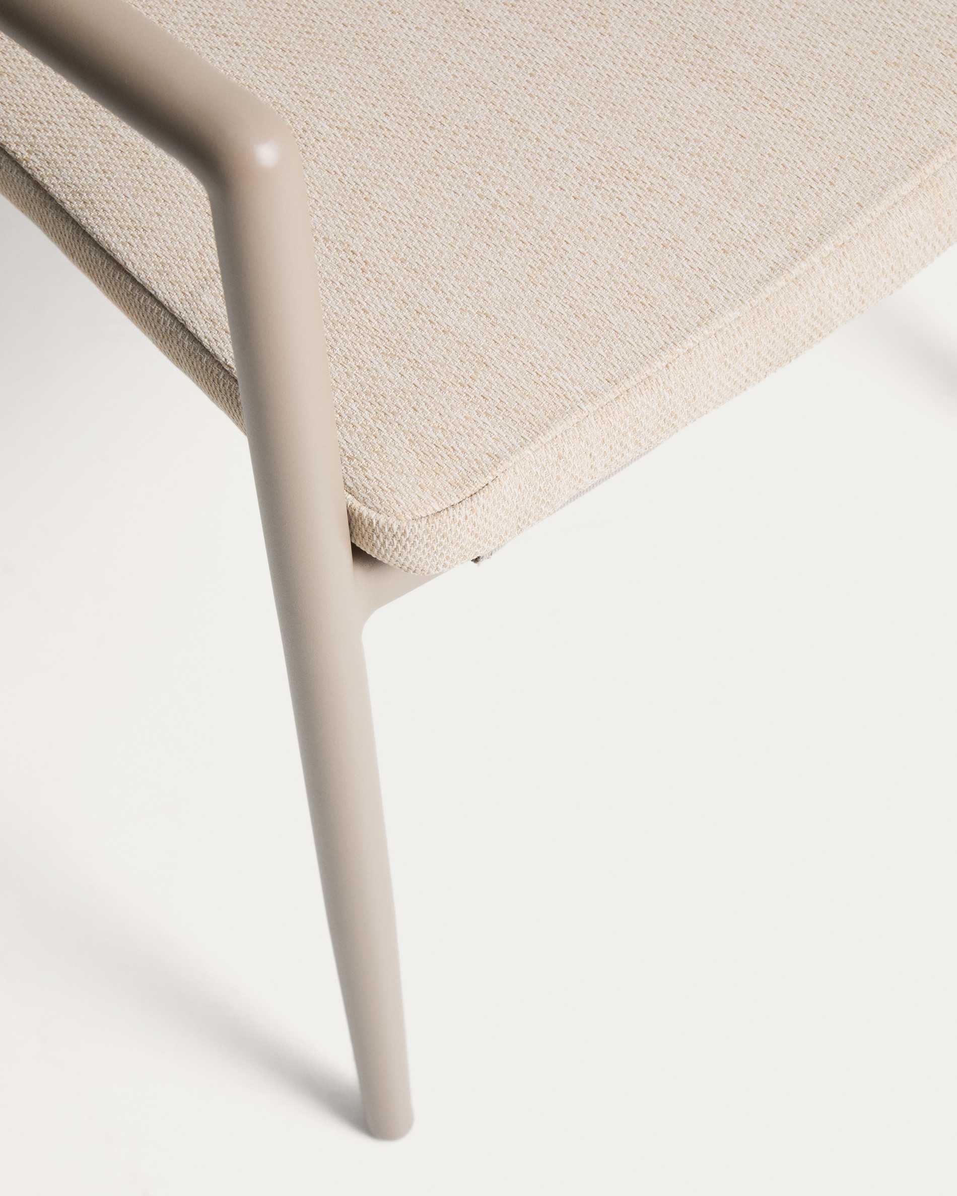 Argasi stackable outdoor chair in taupe aluminium and beige synthetic rope cord