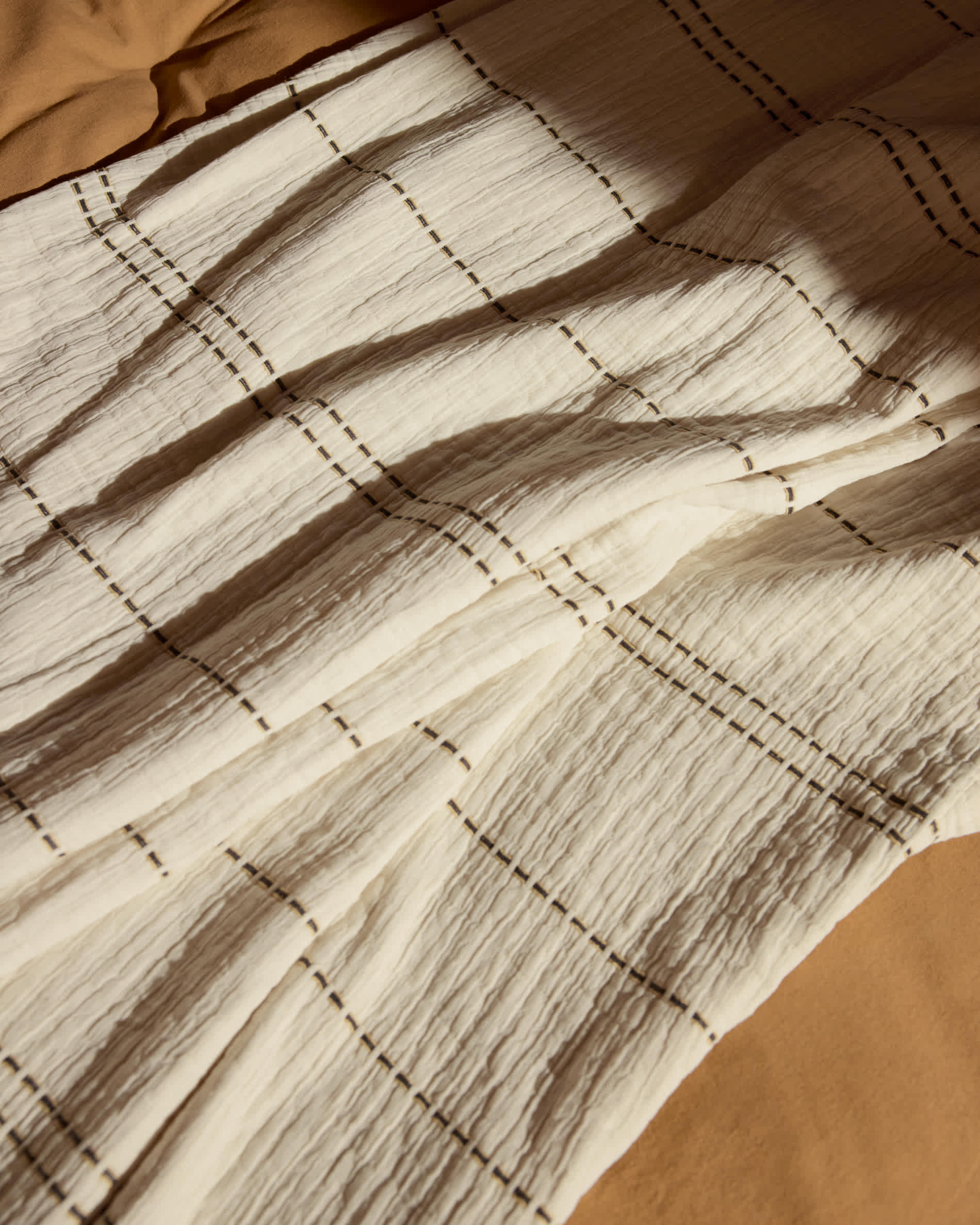 Siloda beige striped double-gauze cotton bedspread for 90/135cm bed