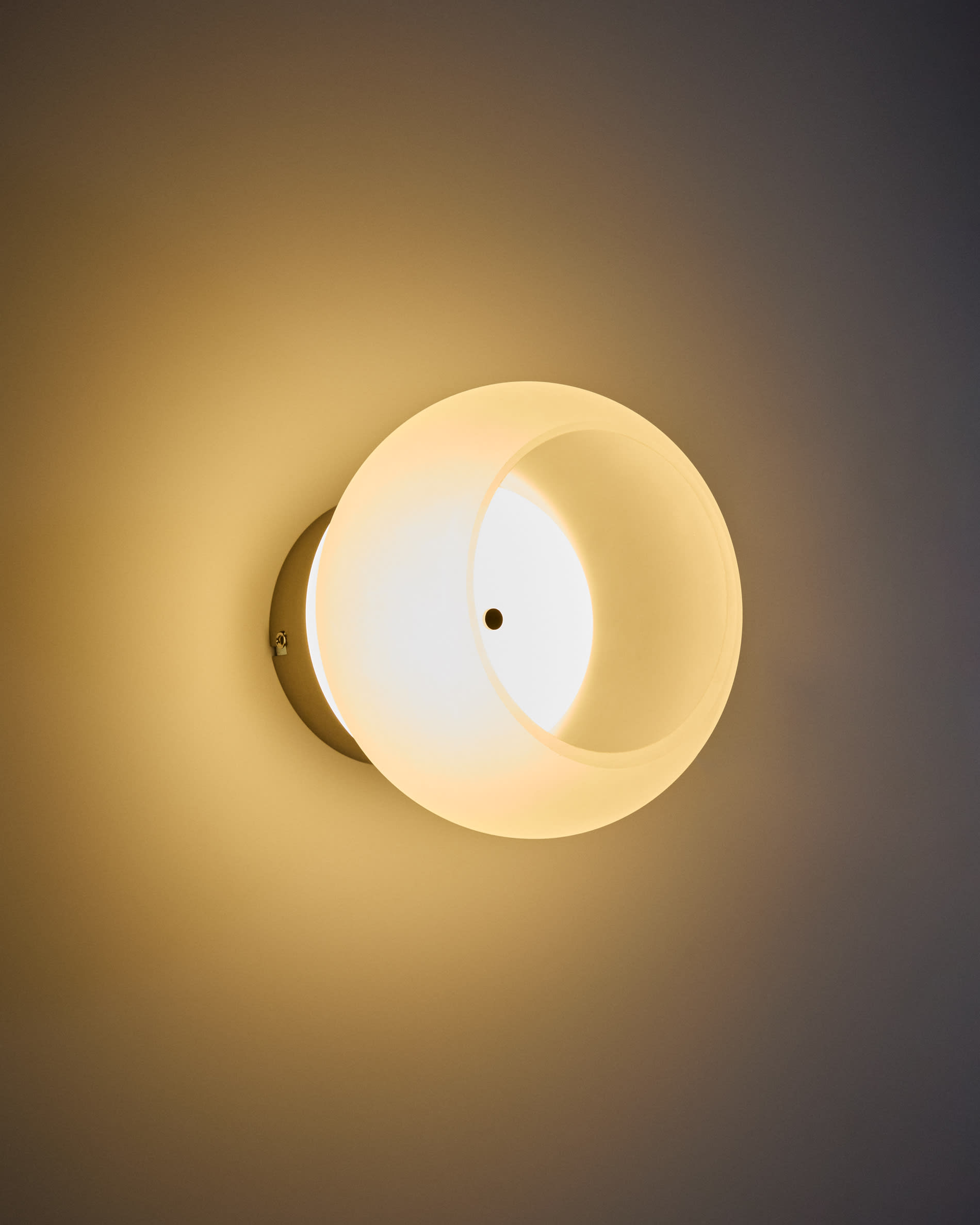 Leruna frosted glass and metal LED wall lamp with galvanised finish Ø 20 cm