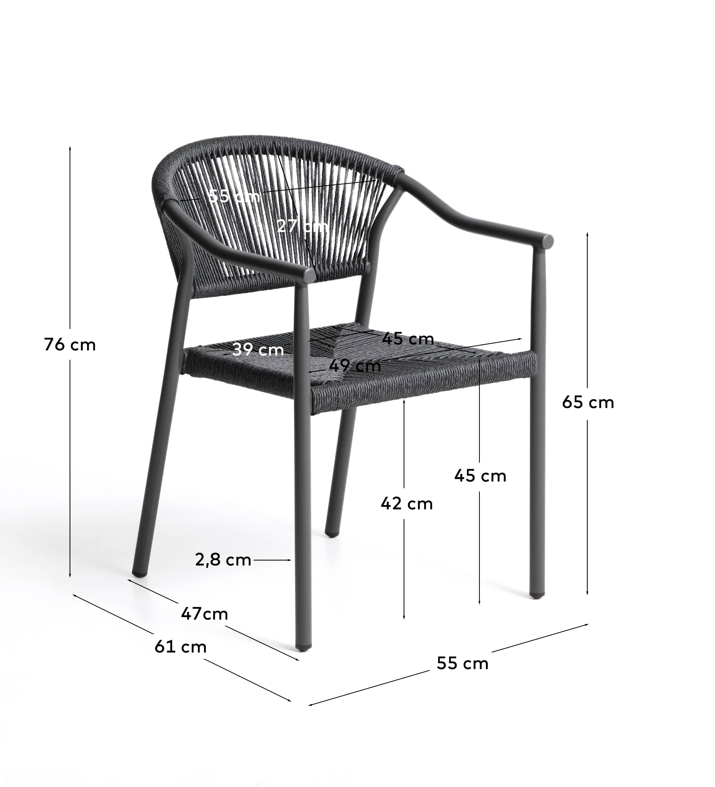 Livadia stackable outdoor chair in graphite aluminium