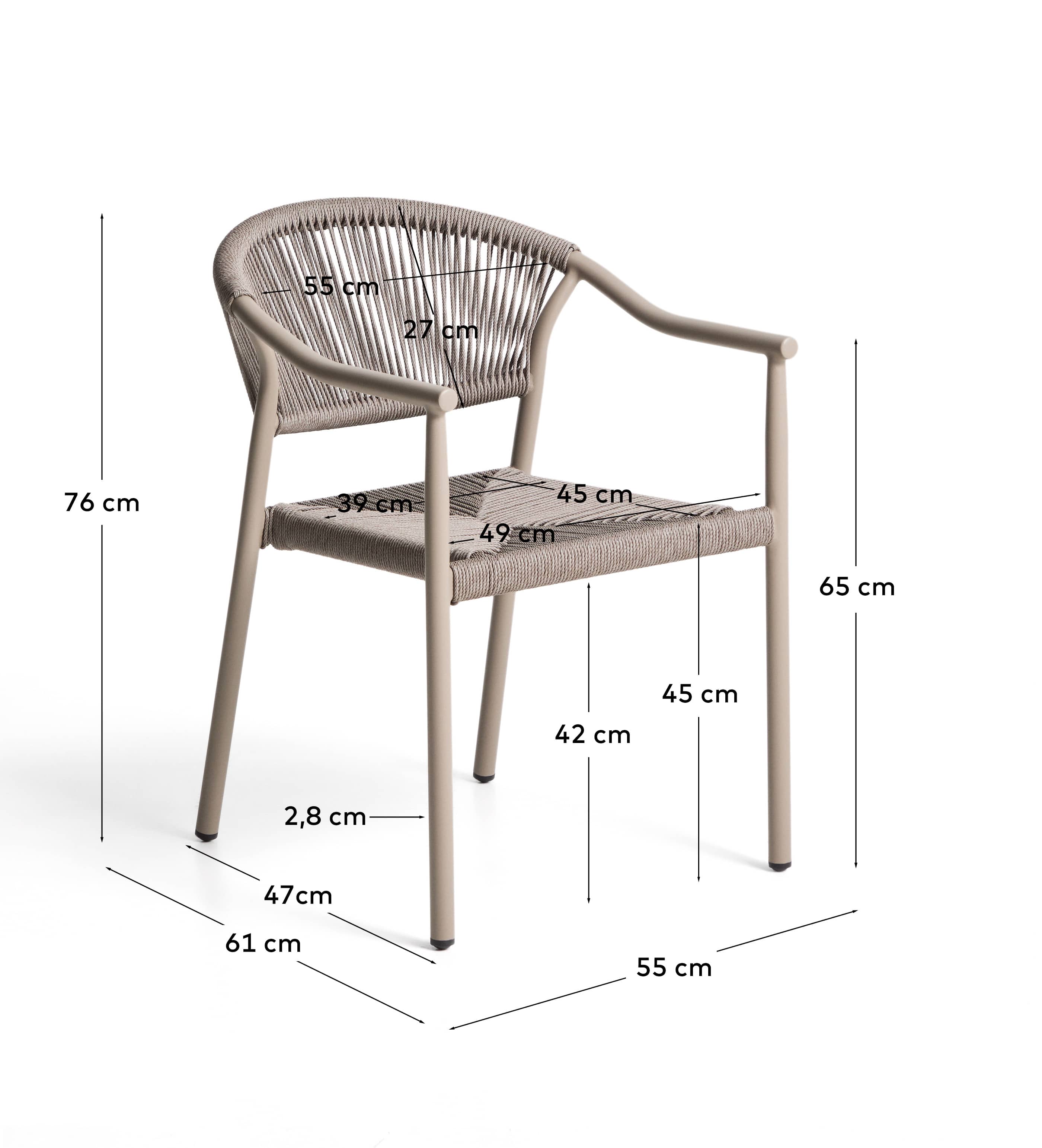 Livadia stackable outdoor chair in taupe aluminium