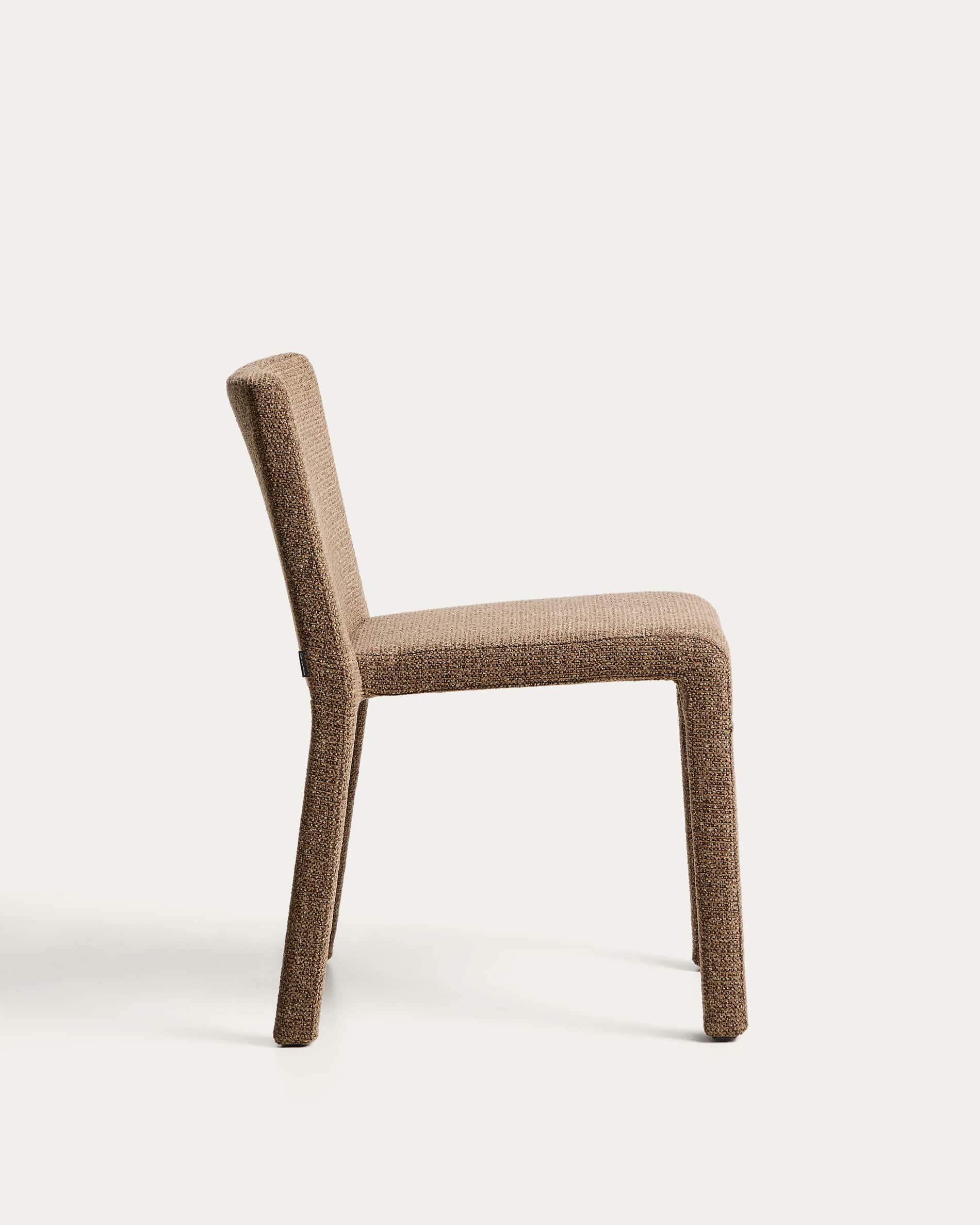 Loria stackable chair in chocolate brown chenille FSC 100%