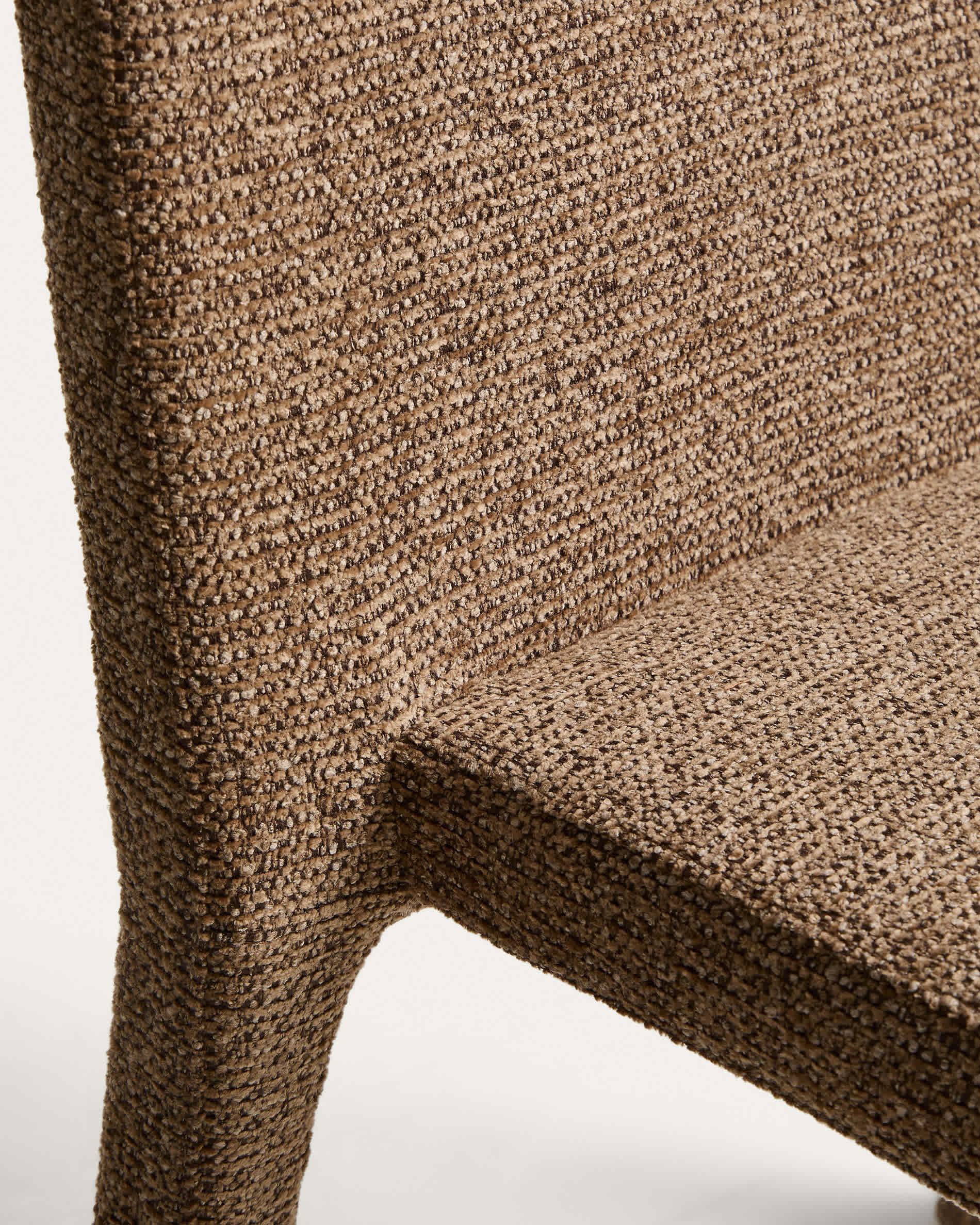 Loria stackable chair in chocolate brown chenille FSC 100%