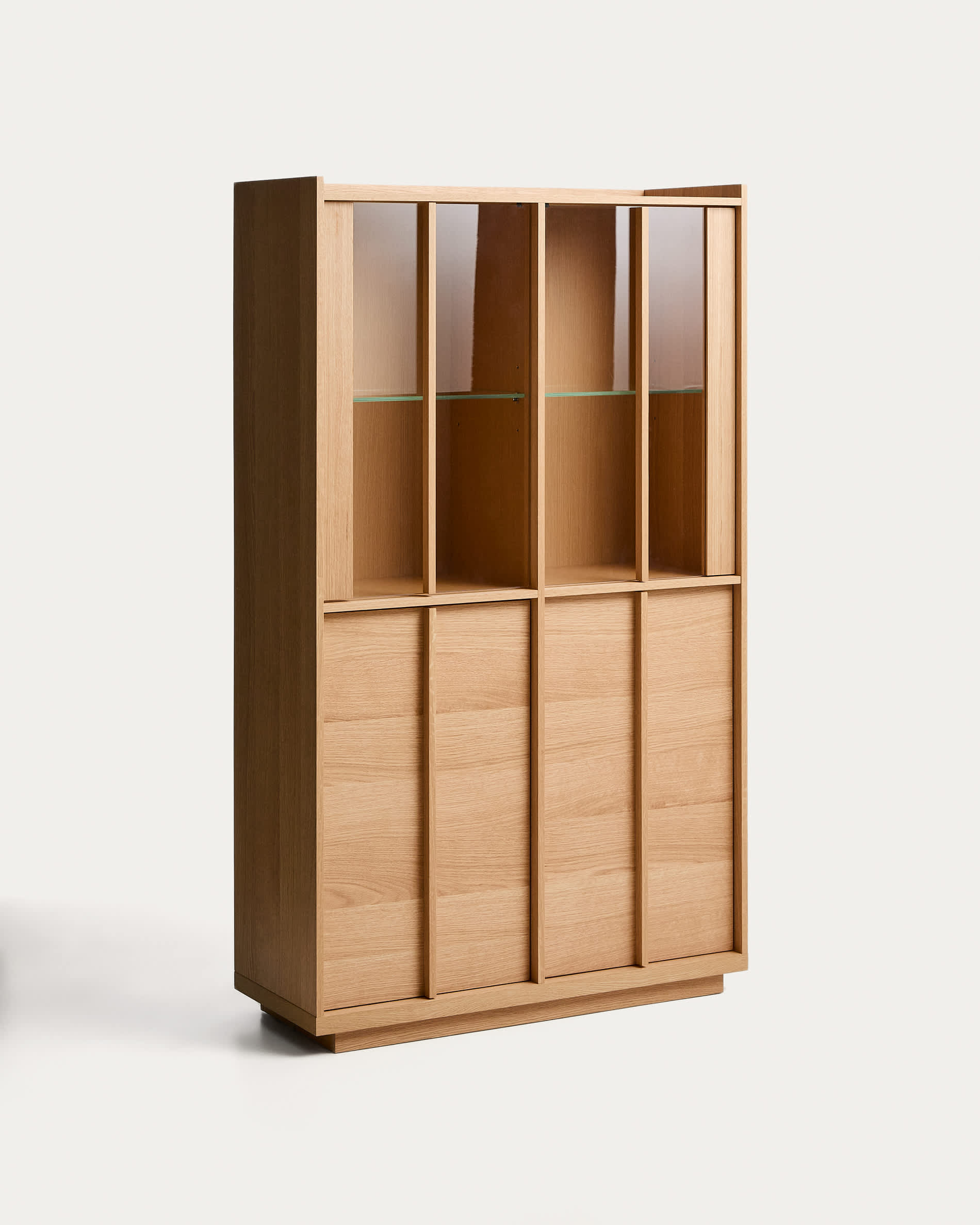 Onix display cabinet in solid oak and oak veneer, natural tone finish, 100 x 170 cm FSC Mix Credit