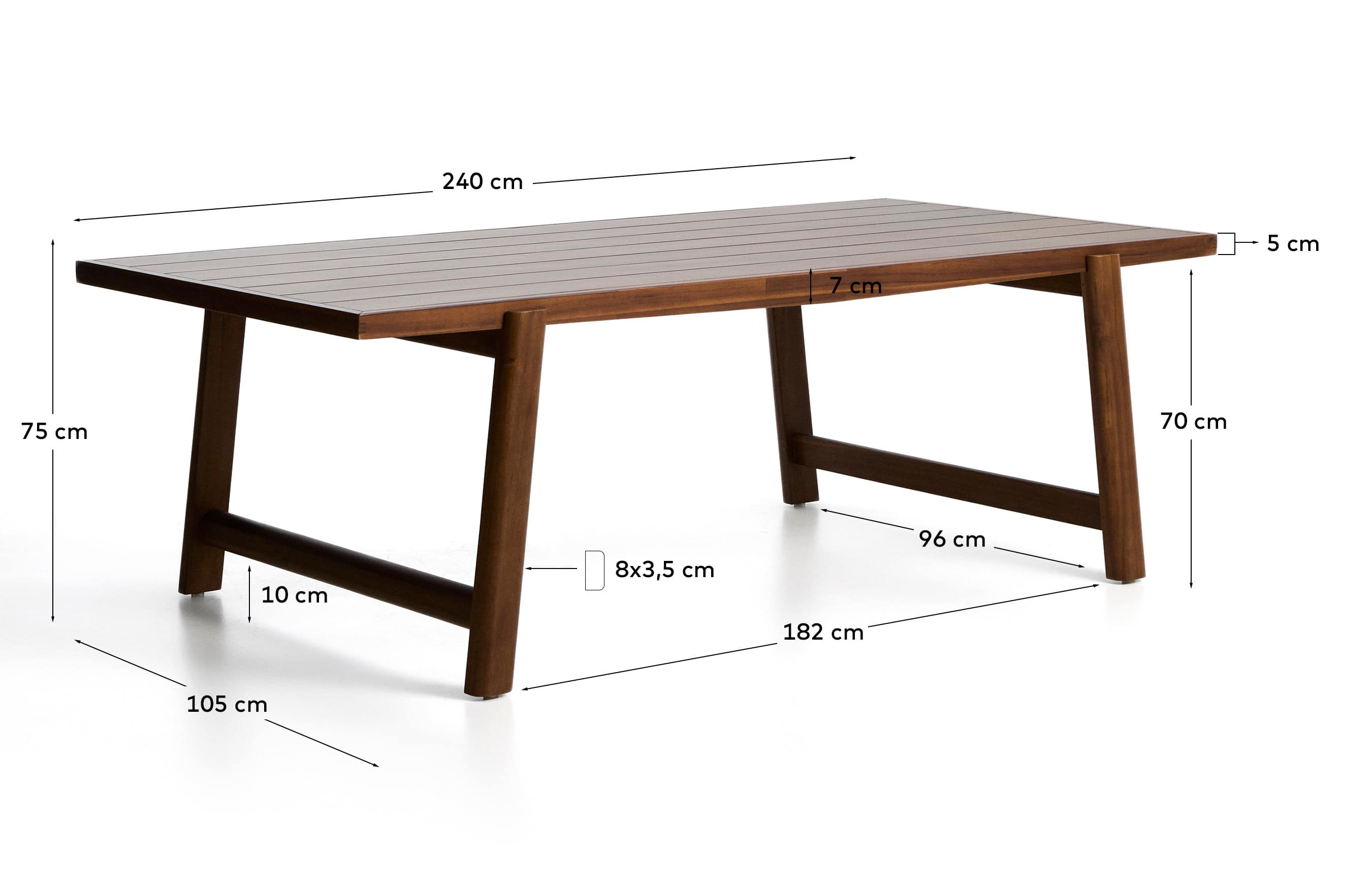 Itani outdoor table in solid acacia wood 240 x 100cm FSC 100%