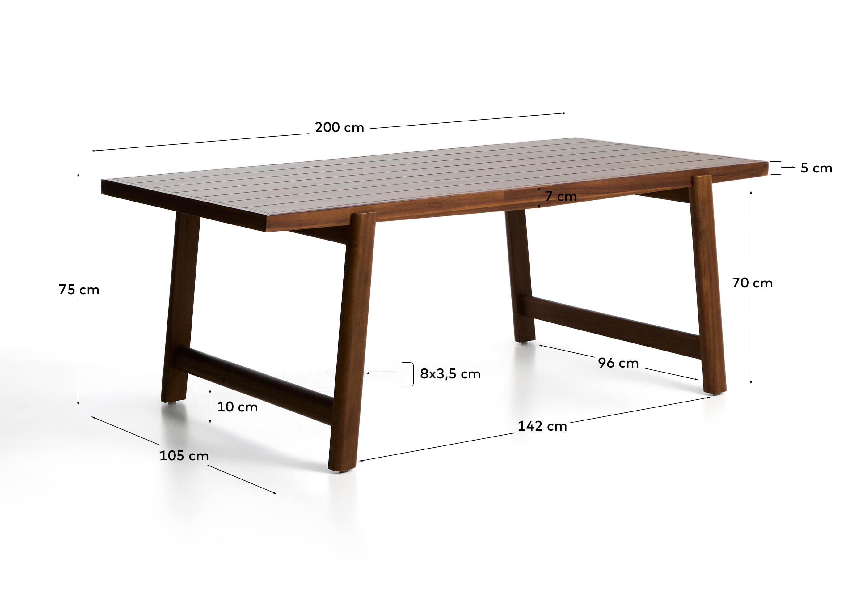 Itani outdoor table in solid acacia wood 200 x 100cm FSC 100%
