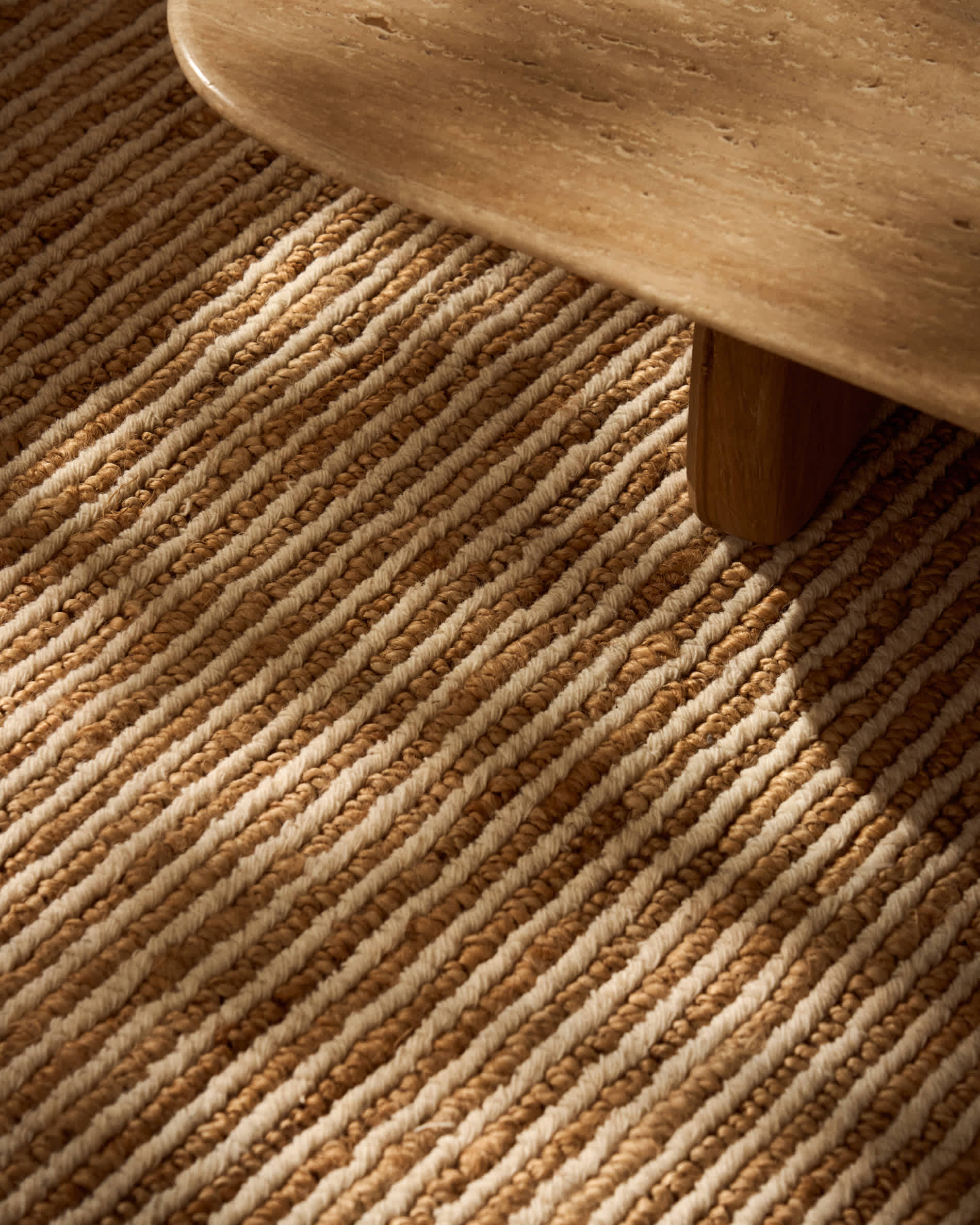 Derule beige jute and wool rug 230 x 160cm