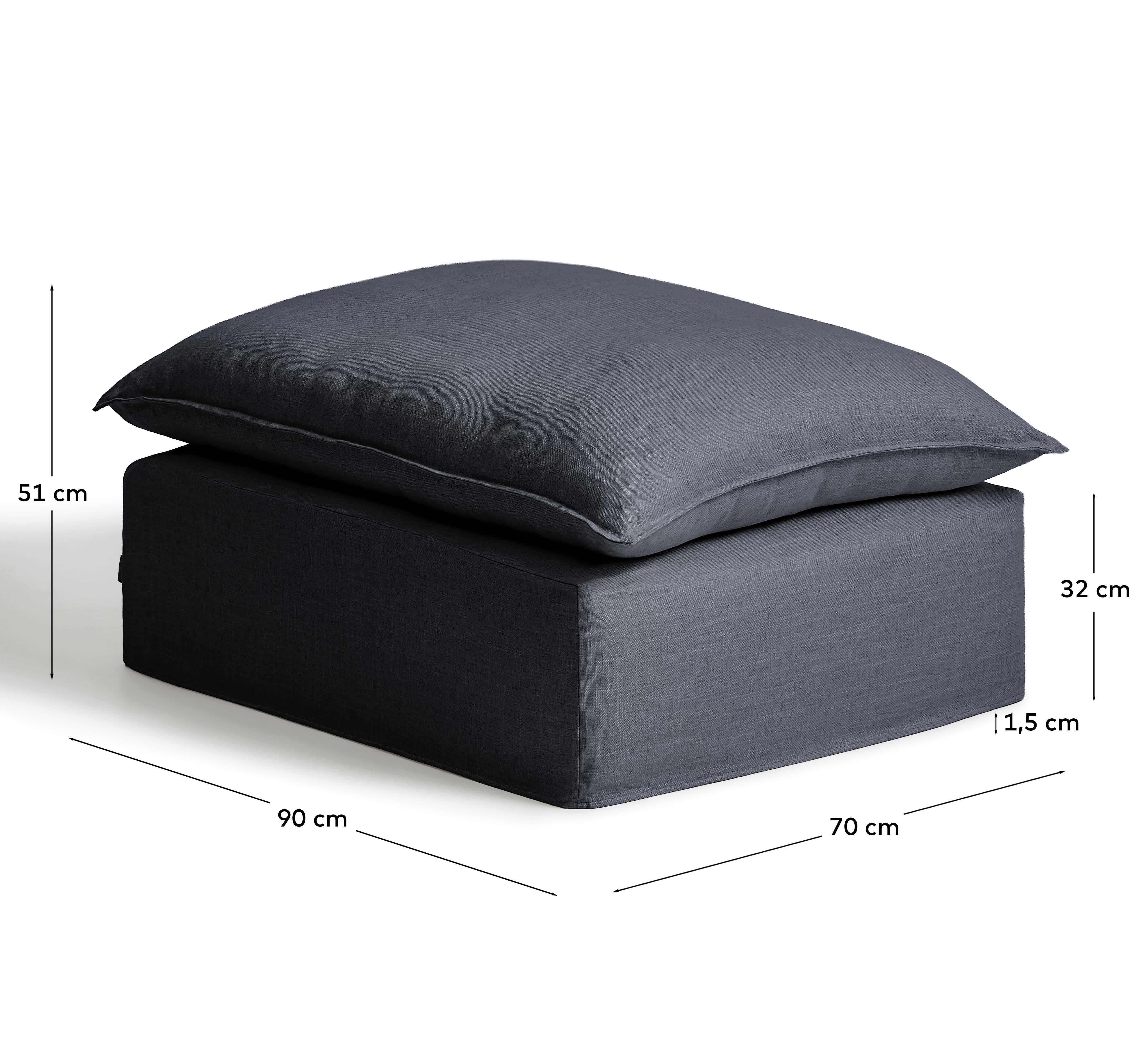 Anarela dark grey linen and viscose end pouffe with removable cover 90 x 107cm FSC Mix Credit