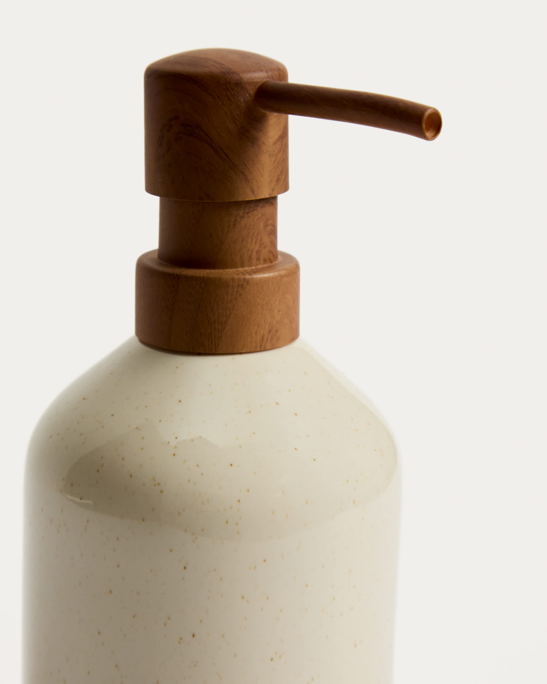 Noris soap dispenser in ecru enamelled stoneware
