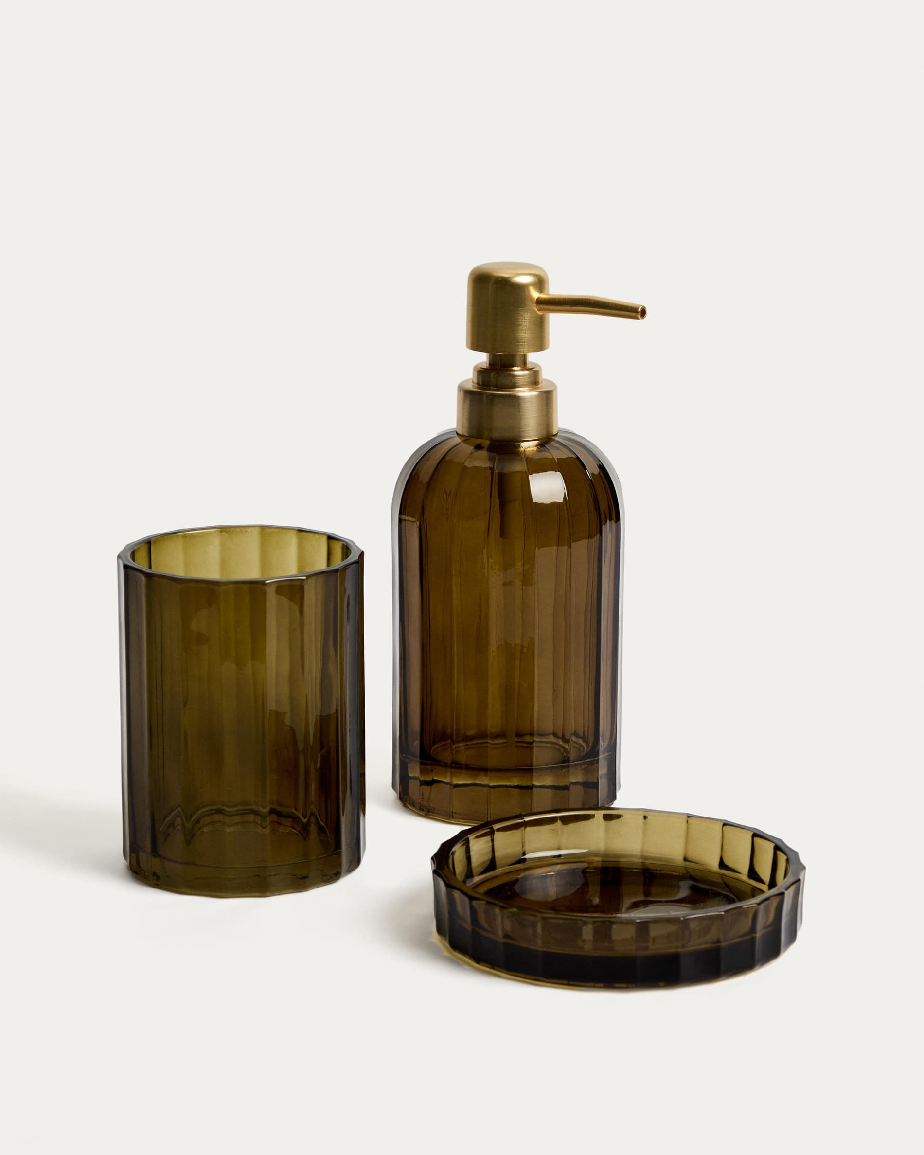 Anetan green glass soap dish