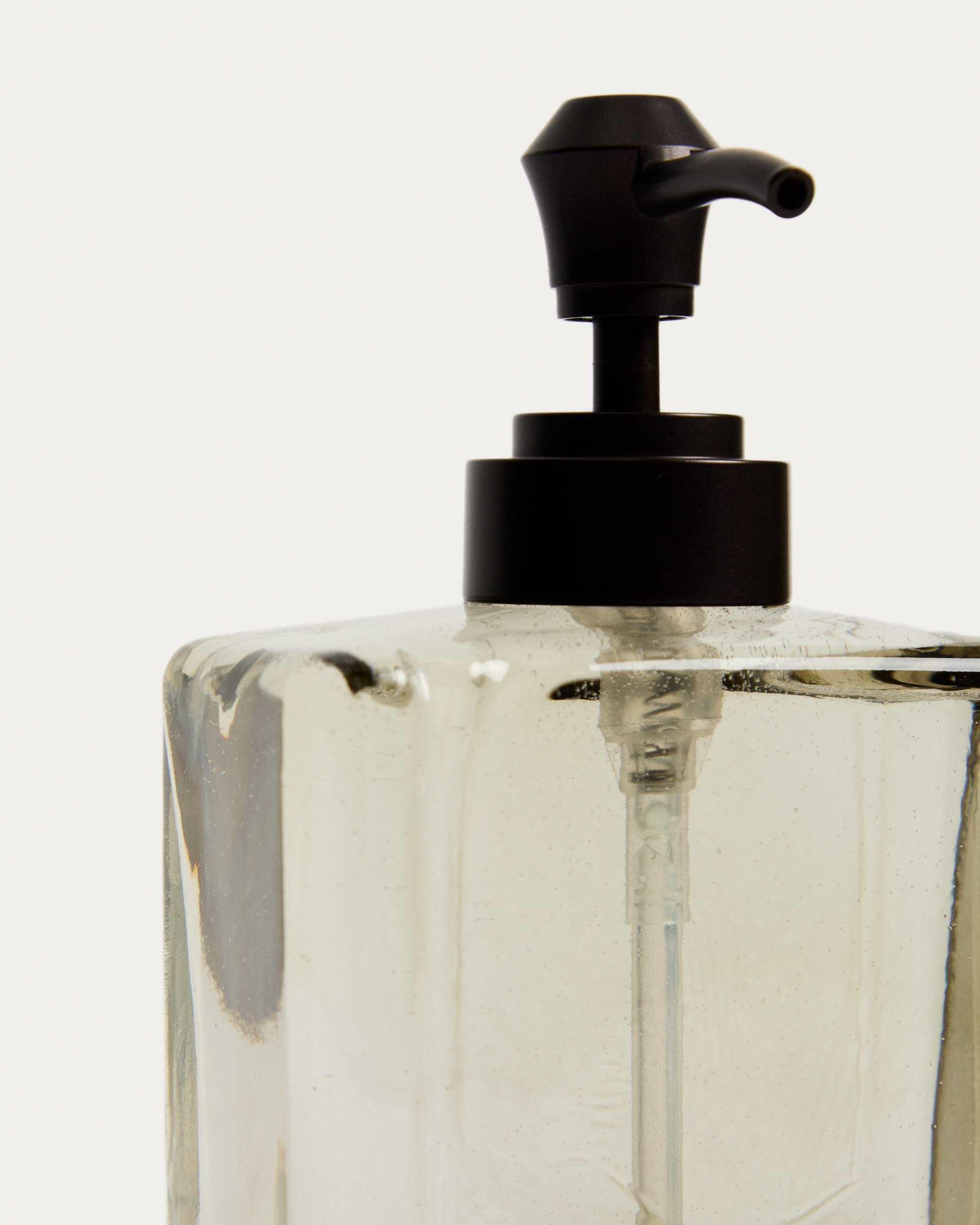 Light brown translucent glass Meris soap dispenser