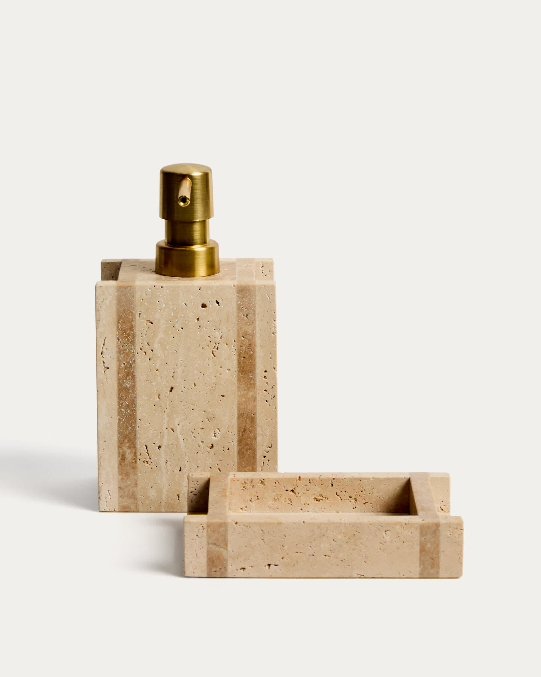 Zenen beige travertine marble soap dish