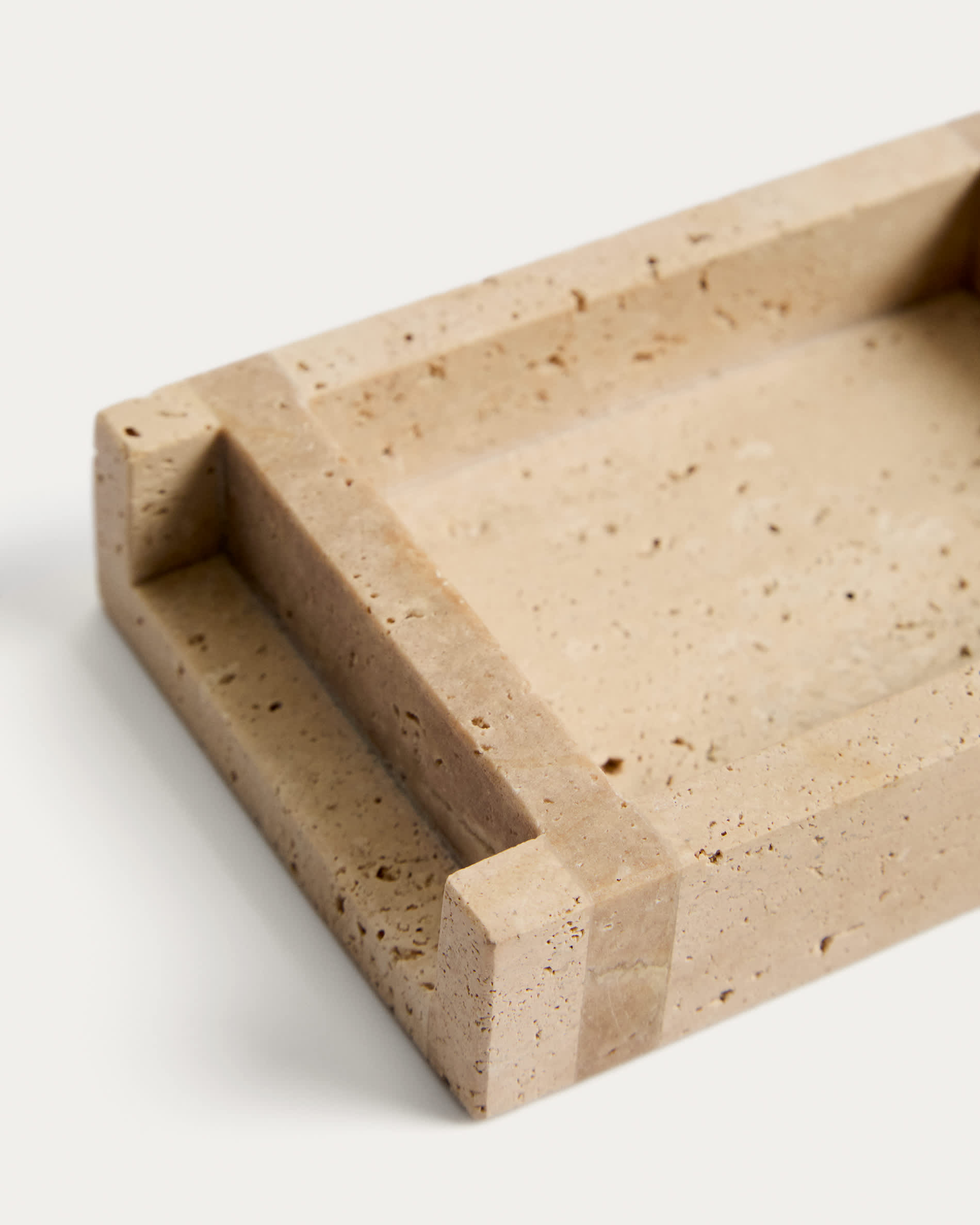 Zenen beige travertine marble soap dish
