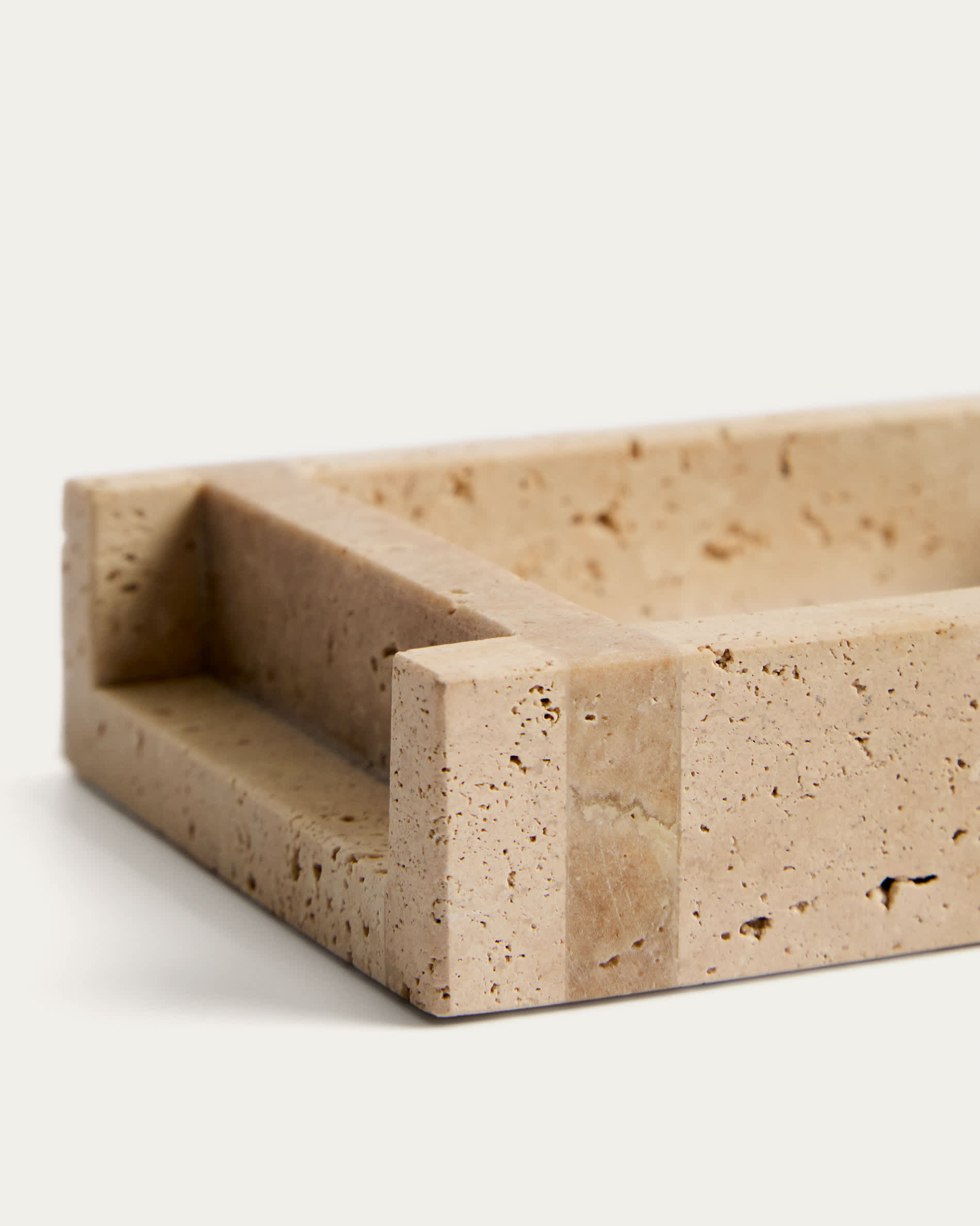 Zenen beige travertine marble soap dish