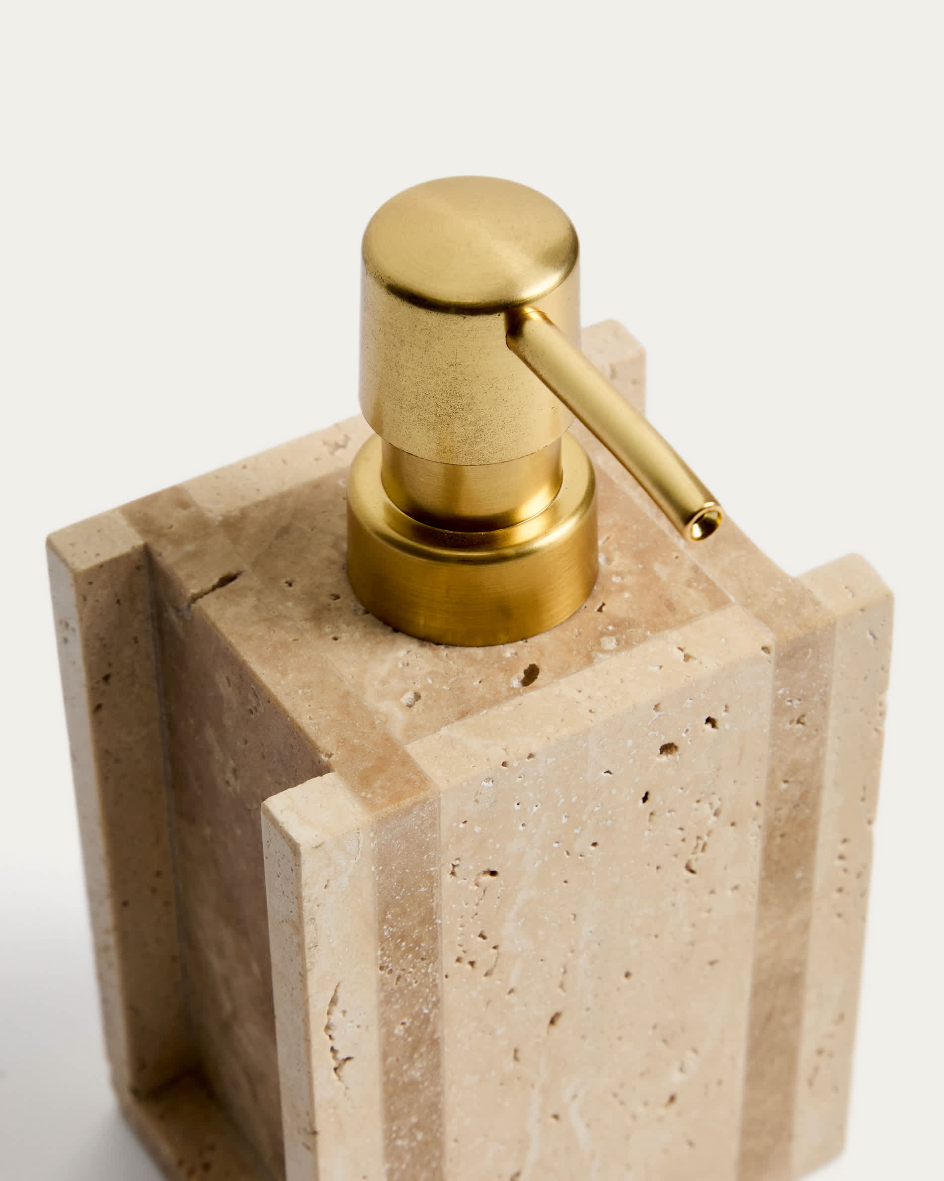 Zenen beige travertine marble soap dispenser