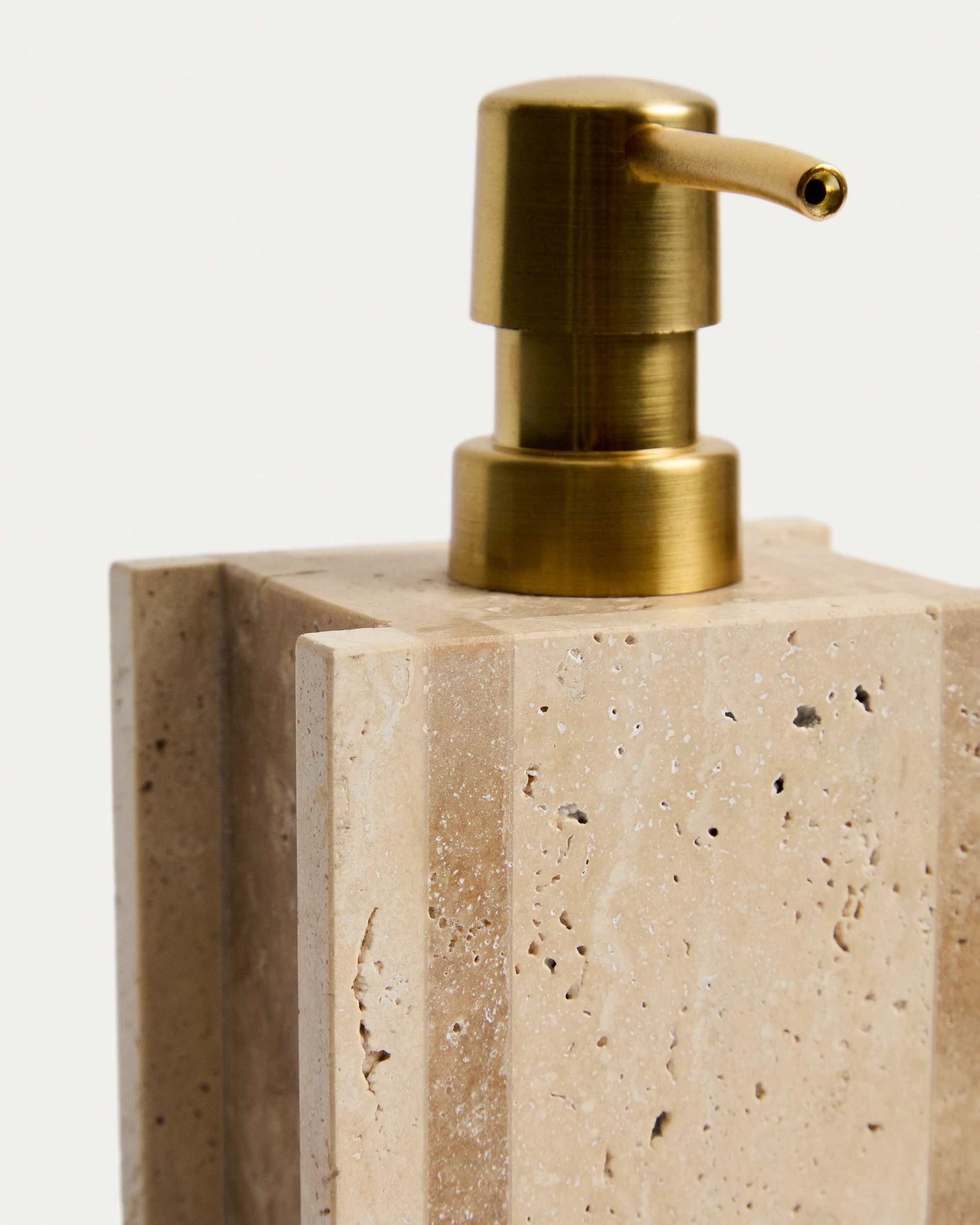 Zenen beige travertine marble soap dispenser