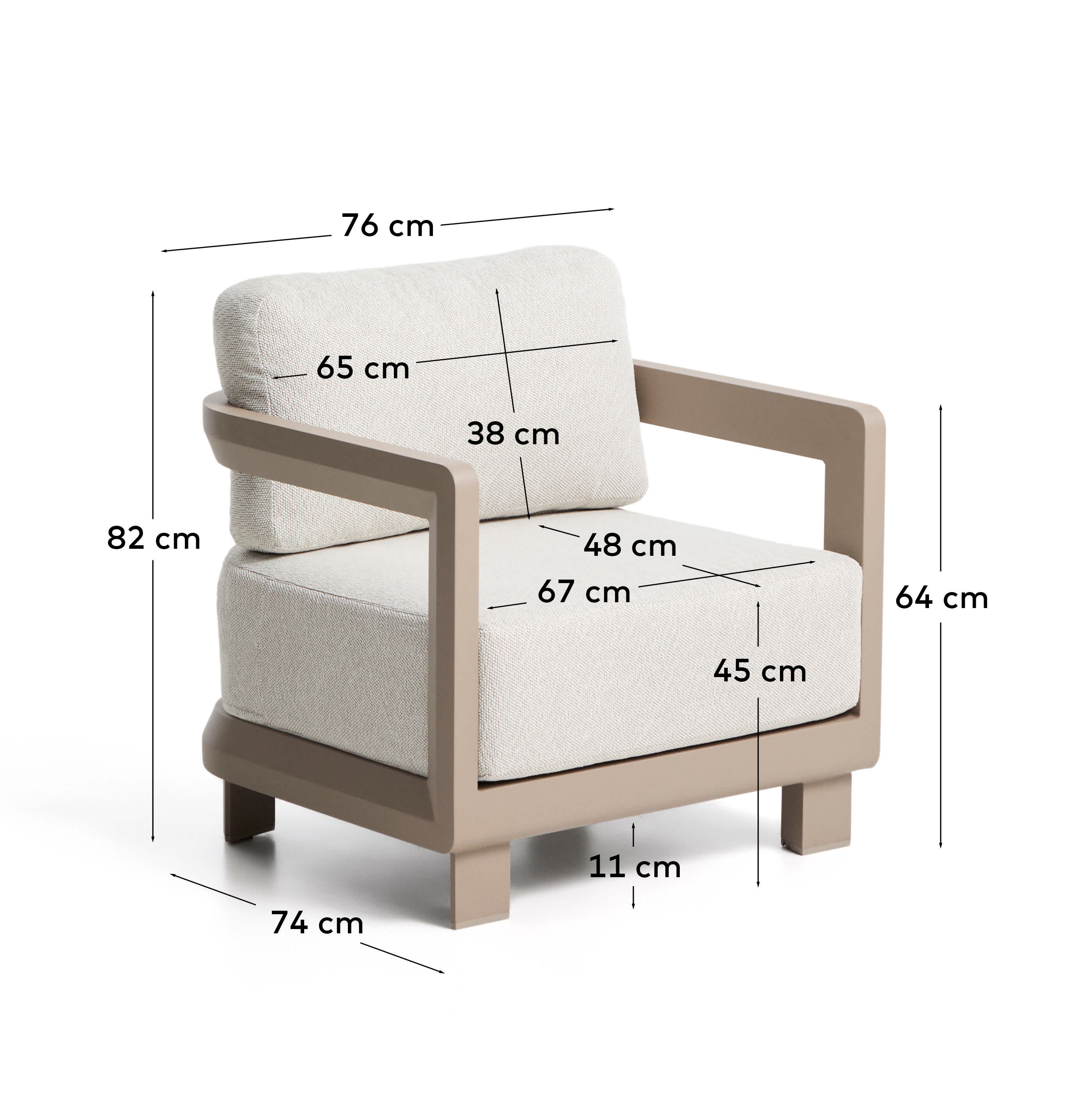 Nerano taupe aluminium outdoor armchair