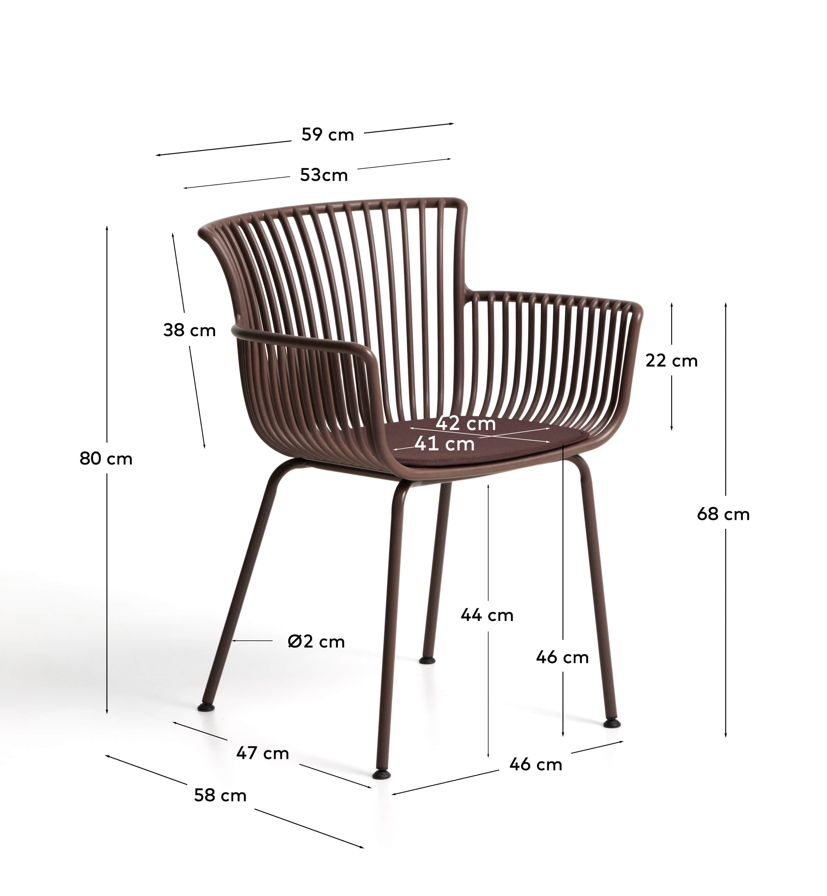 Surpika outdoor chair with brown steel legs