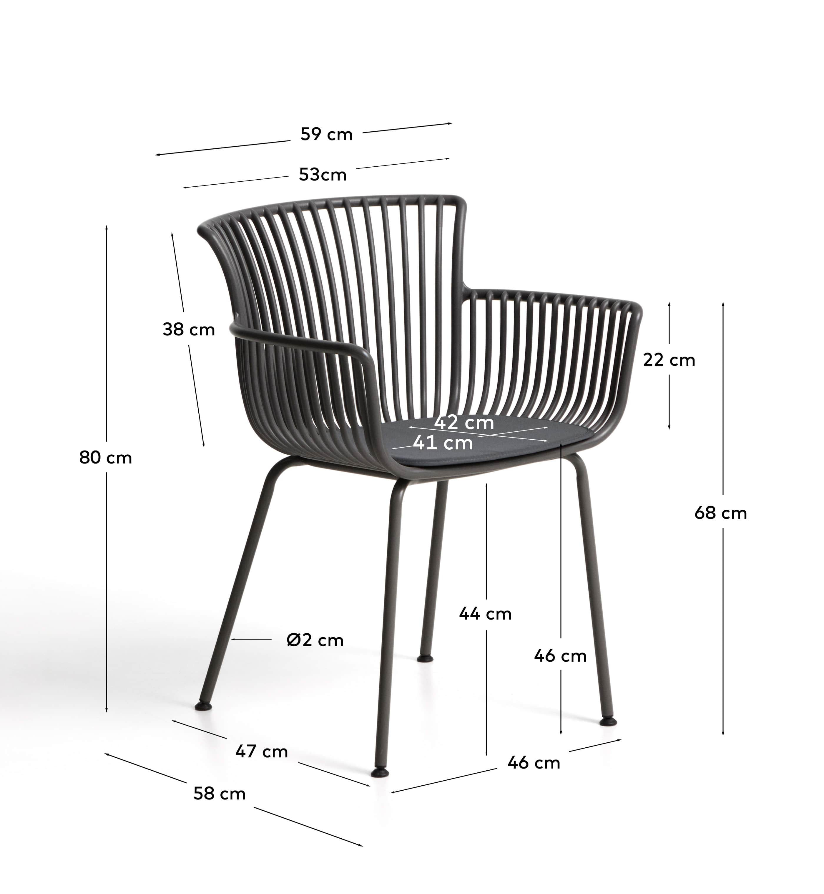 Surpika outdoor chair with graphite steel legs