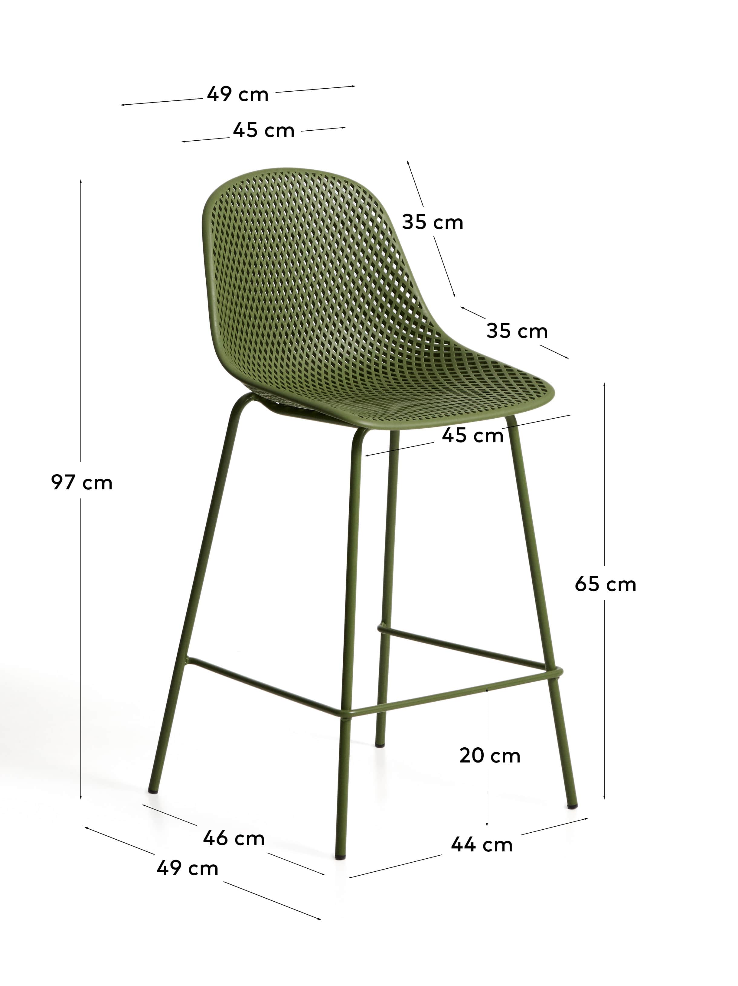 Quinby green outdoor stool 65cm