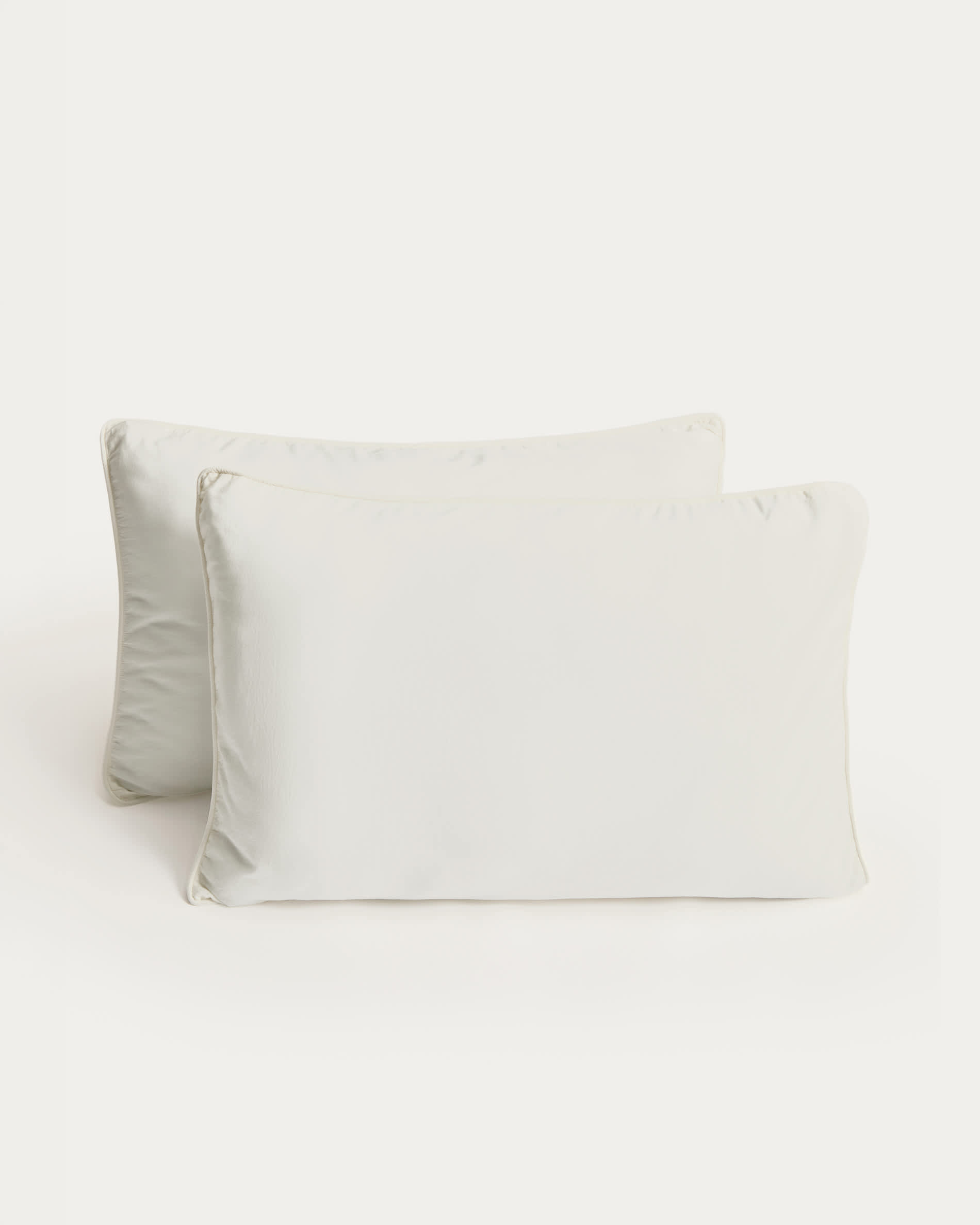 Sirale set of 2 100% cotton sateen pillowcases with washed white finish 50 x 70cm