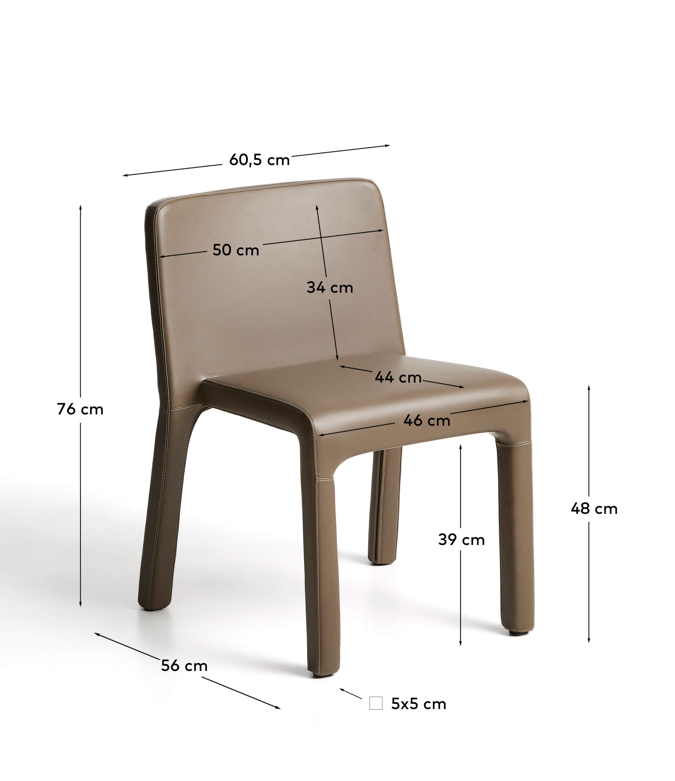 Loria stackable chair in brown polyurethane FSC 100%