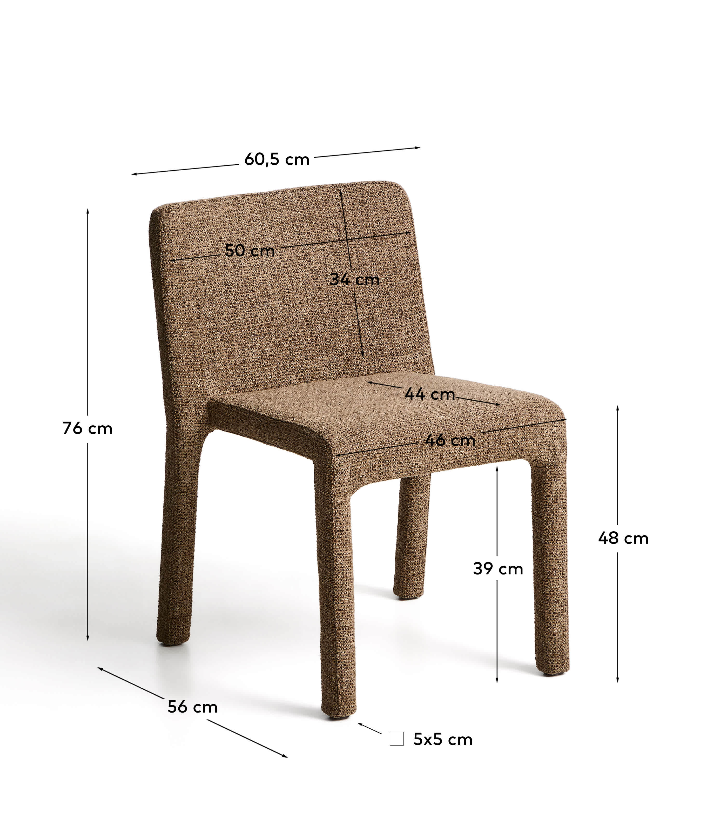 Loria stackable chair in chocolate brown chenille FSC 100%