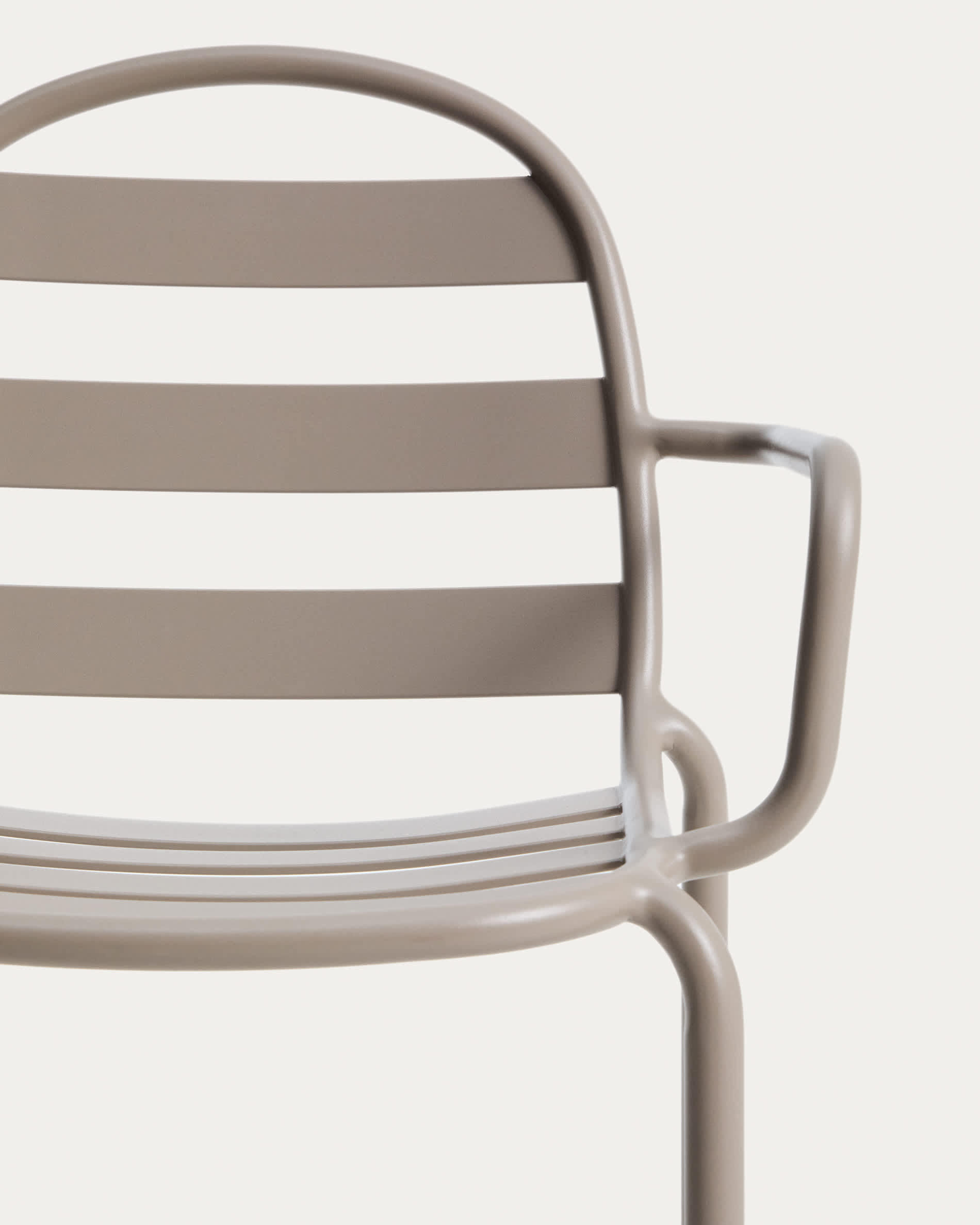 Joncols set with table and 4 chairs in taupe aluminium, 180 x 90cm