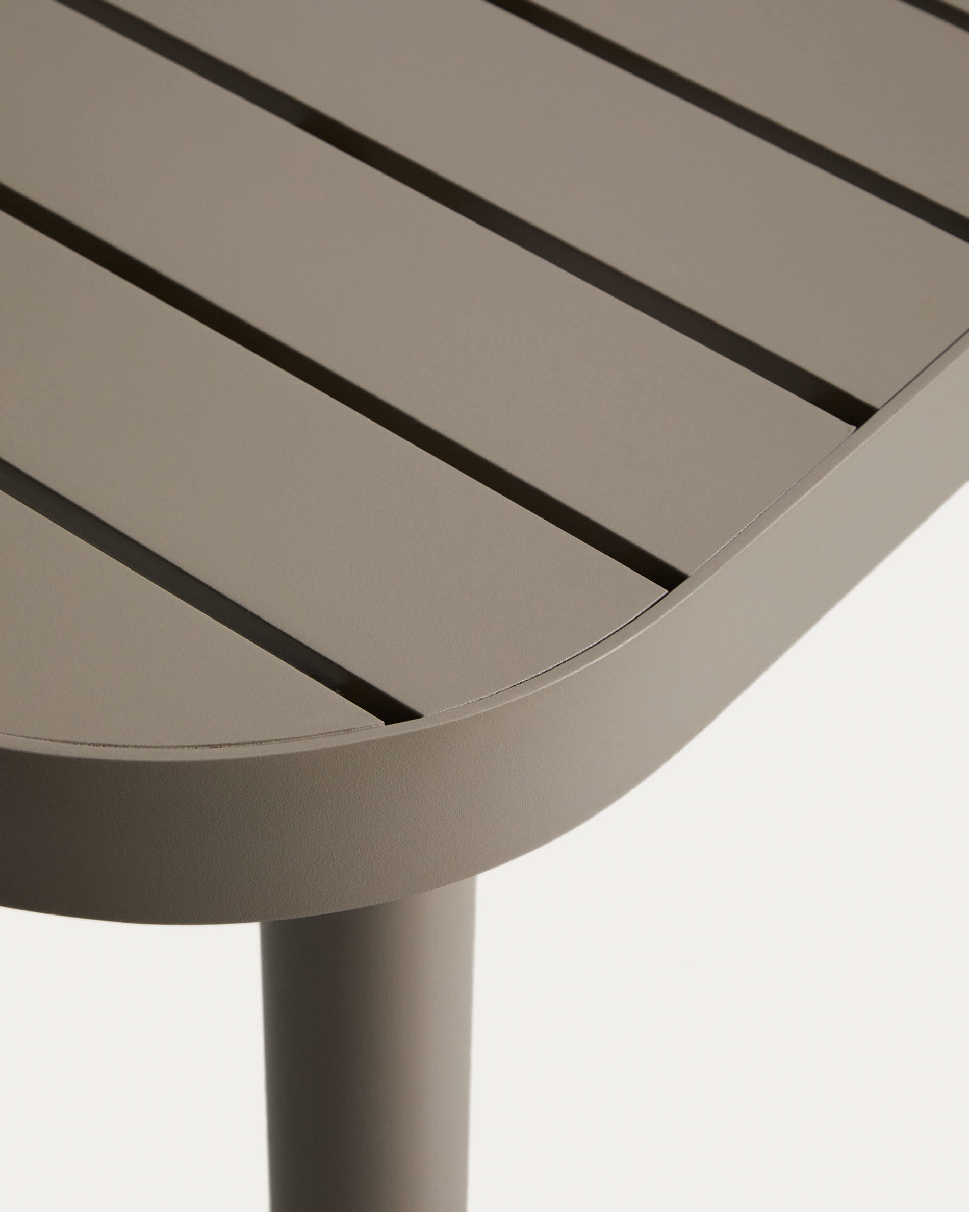 Joncols set with table and 4 chairs in taupe aluminium, 180 x 90cm