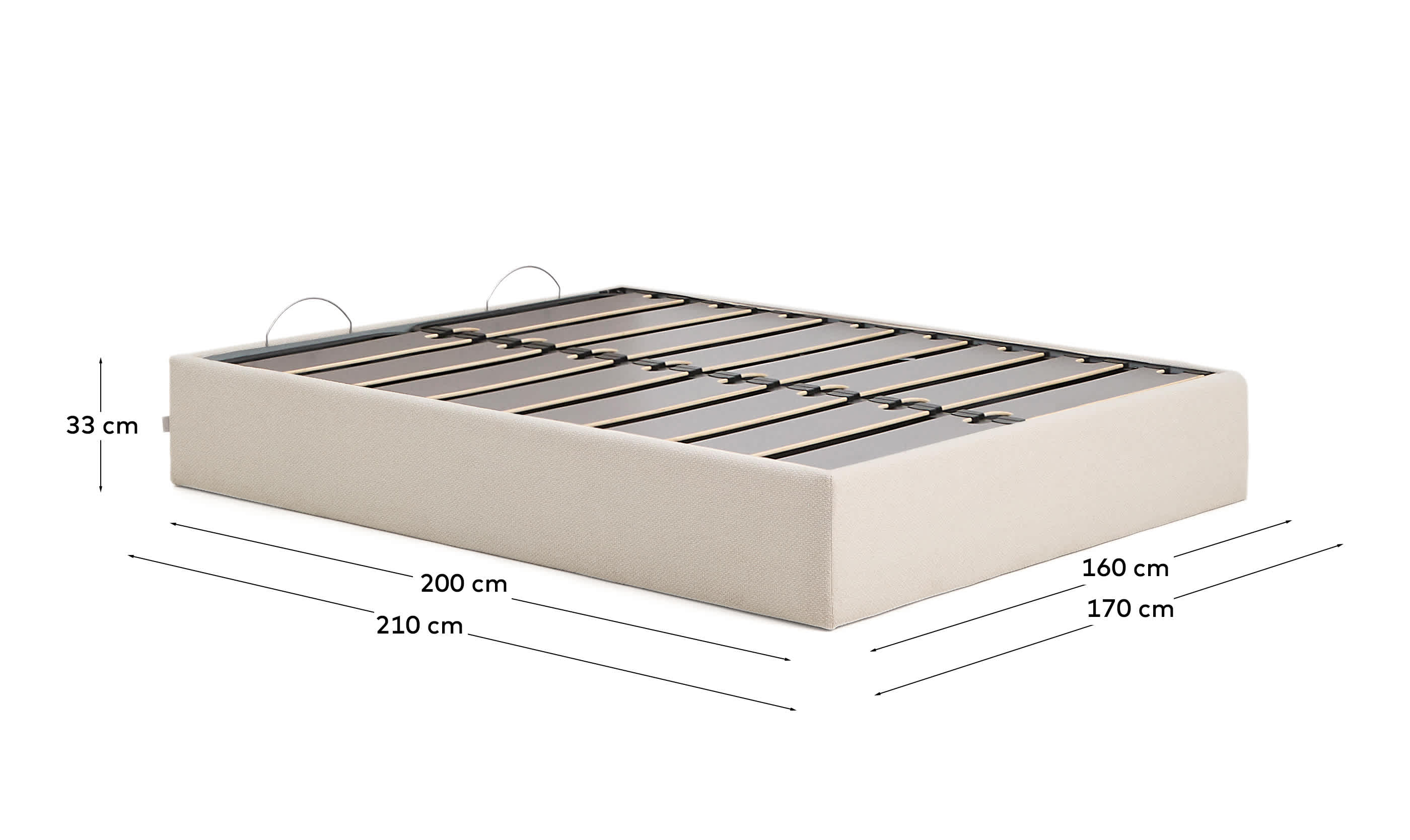Nelzi ecru chenille ottoman bed base with removable cover for 160 x 200cm mattress FSC 100%