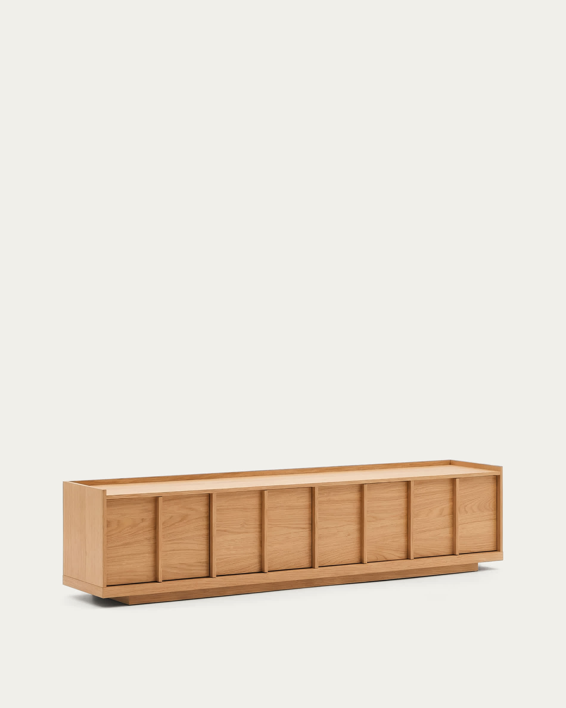 Onix TV stand with an oak veneer in a natural tone finish, 200 x 45 cm FSC Mix Credit