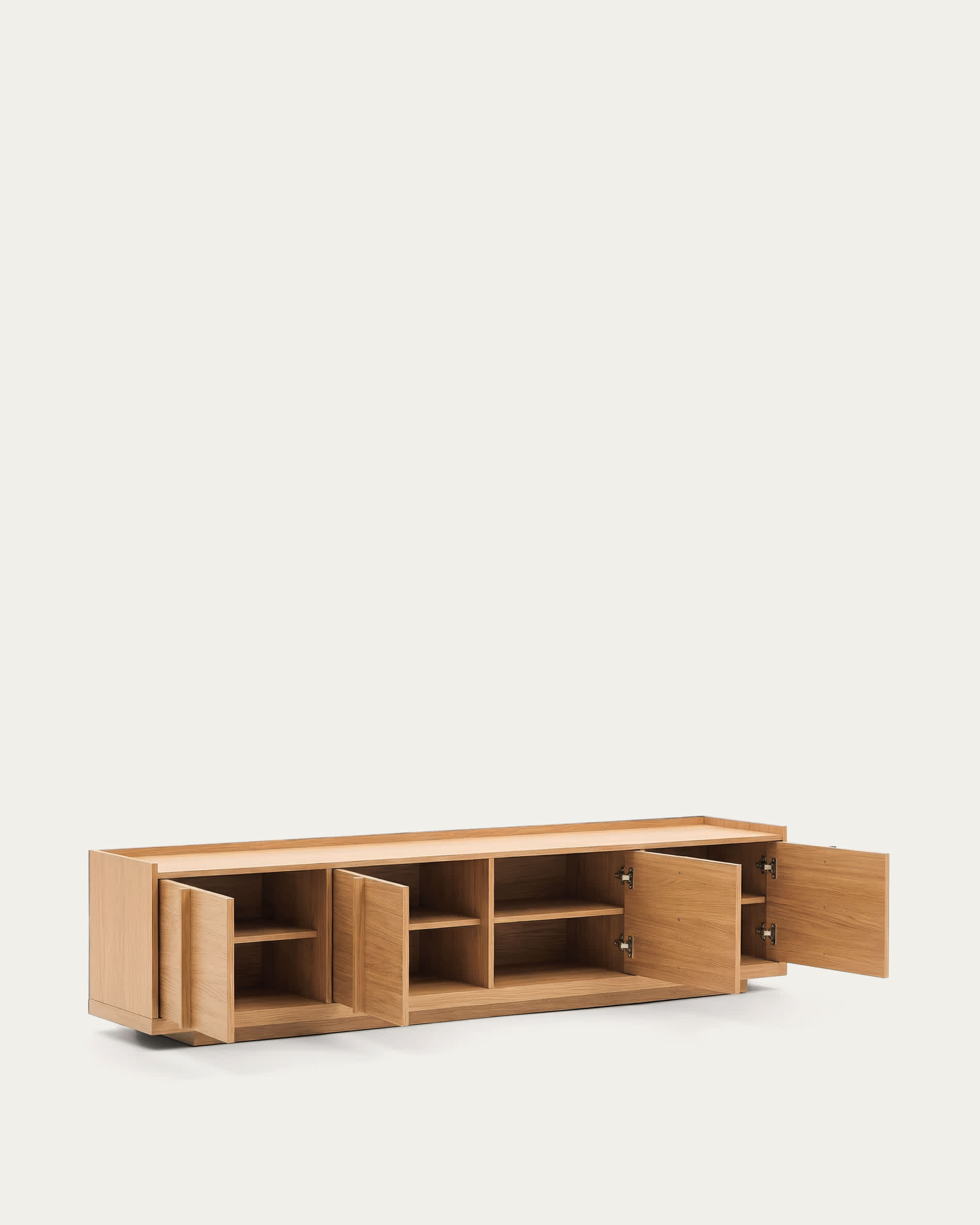 Onix TV stand with an oak veneer in a natural tone finish, 200 x 45 cm FSC Mix Credit