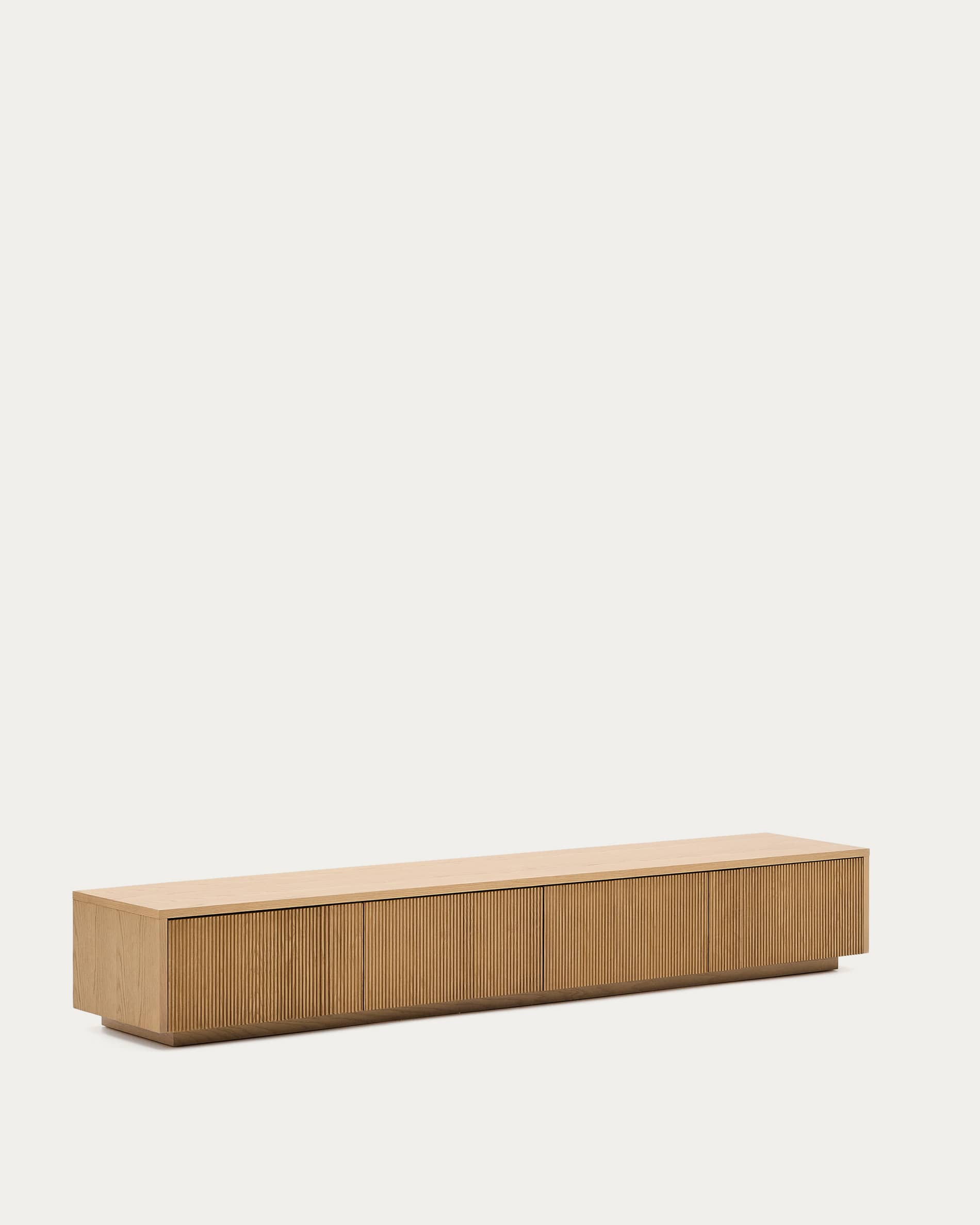 Helvine TV stand with 4 drawers in oak veneer, 200 x 30 cm FSC 100%