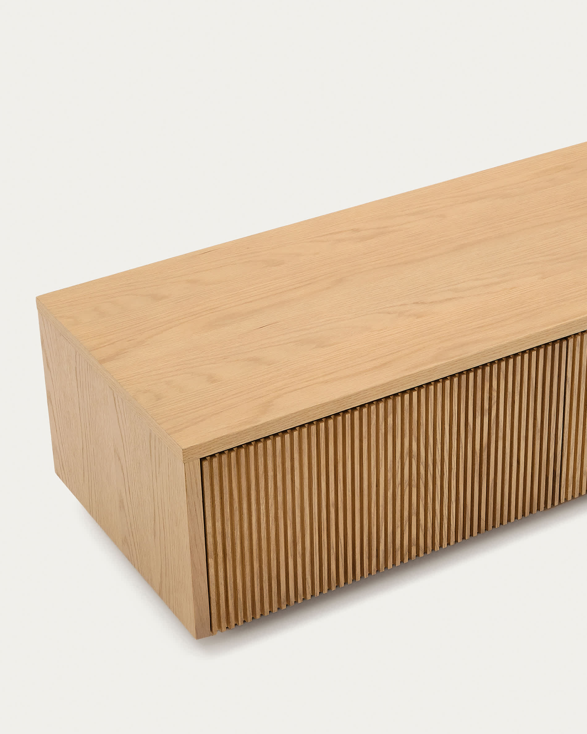 Helvine TV stand with 4 drawers in oak veneer, 200 x 30 cm FSC 100%