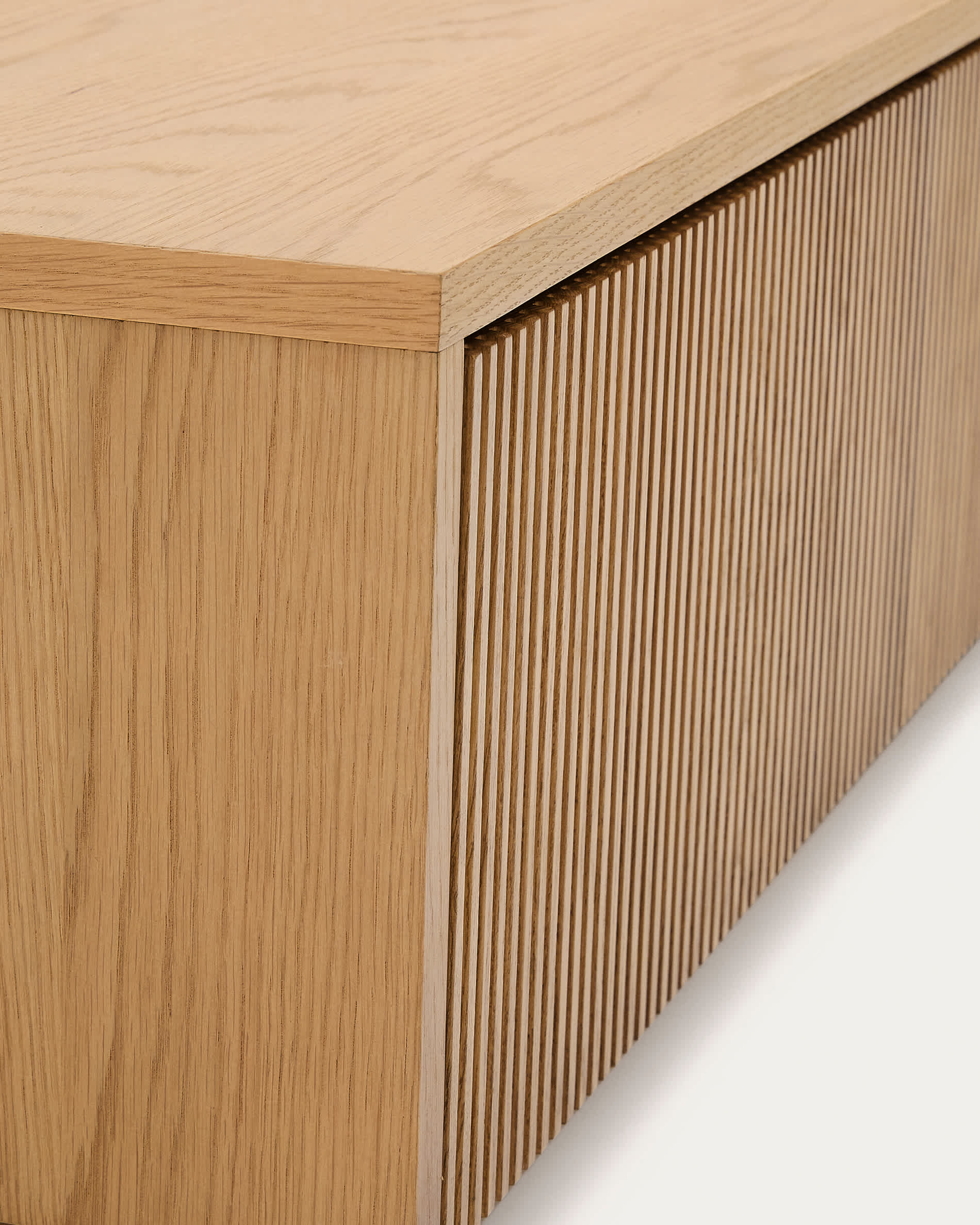 Helvine TV stand with 4 drawers in oak veneer, 200 x 30 cm FSC 100%