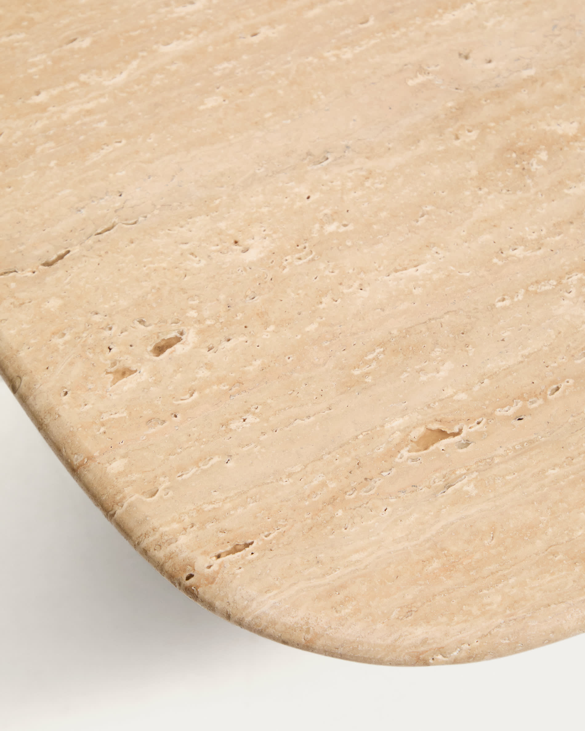 Pirita coffee table in beige travertine with solid oak wood legs with a natural-coloured finish 147 x 65cm FSC 100%