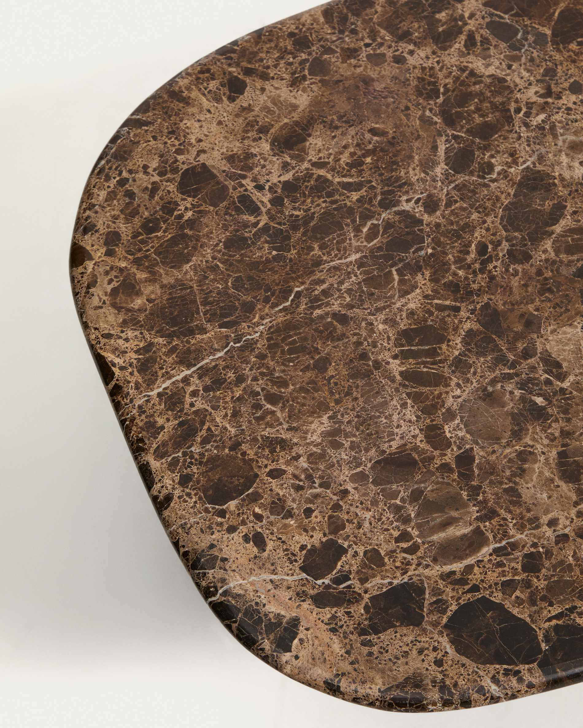 Pirita coffee table in brown marble with solid oak wood legs with a natural-coloured finish 147 x 65cm FSC 100%