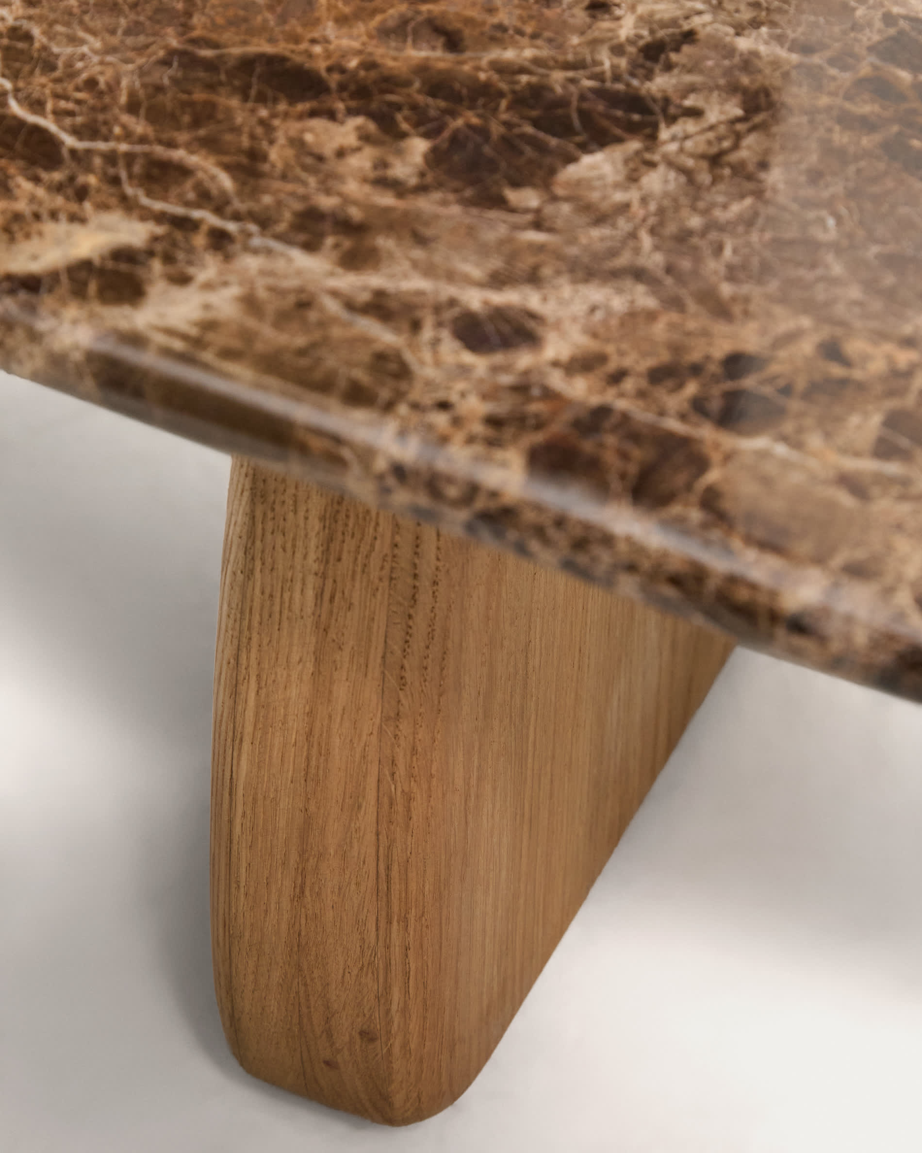 Pirita coffee table in brown marble with solid oak wood legs with a natural-coloured finish 147 x 65cm FSC 100%