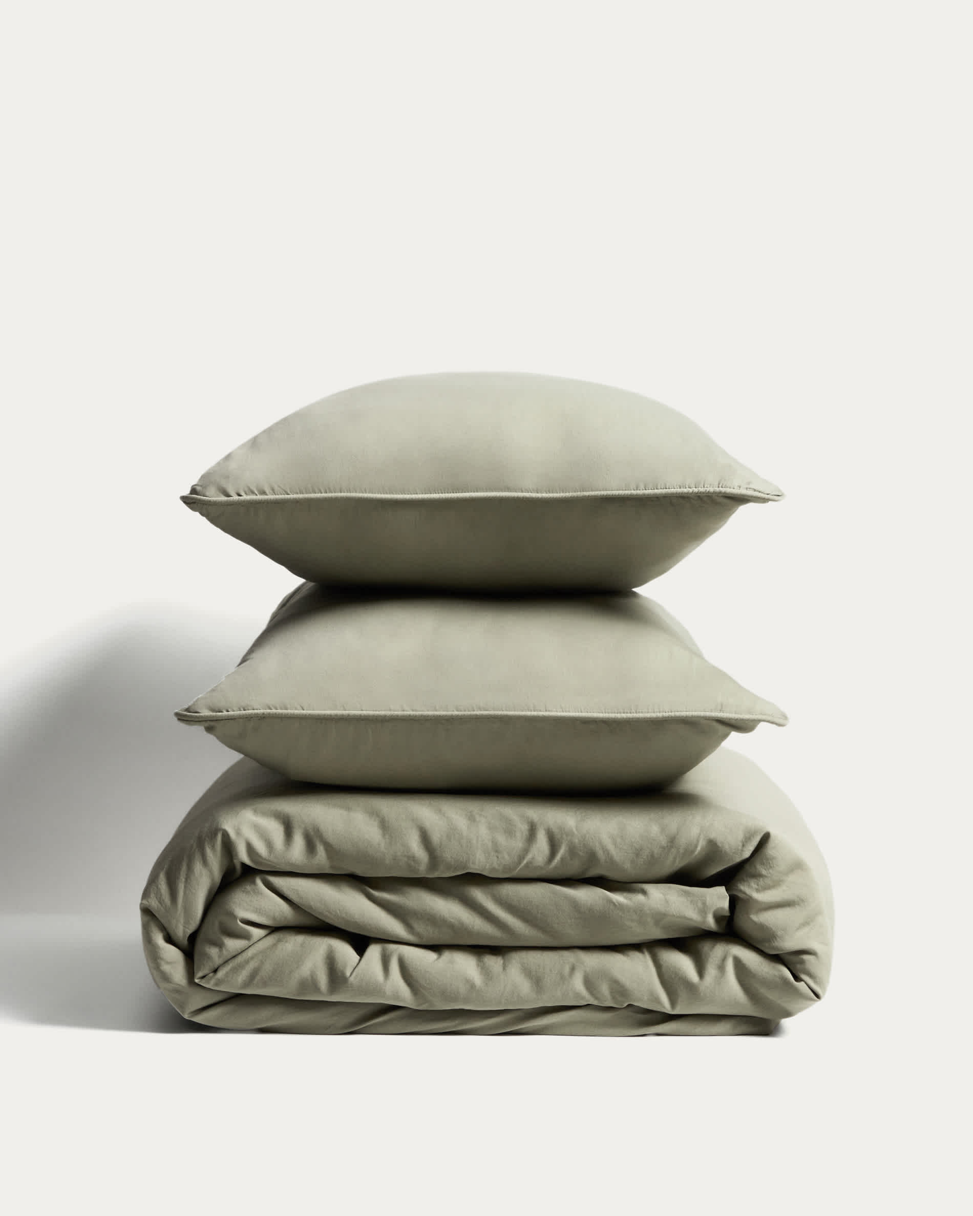 Sirale 100% cotton sateen duvet cover with washed green finish for 90cm bed